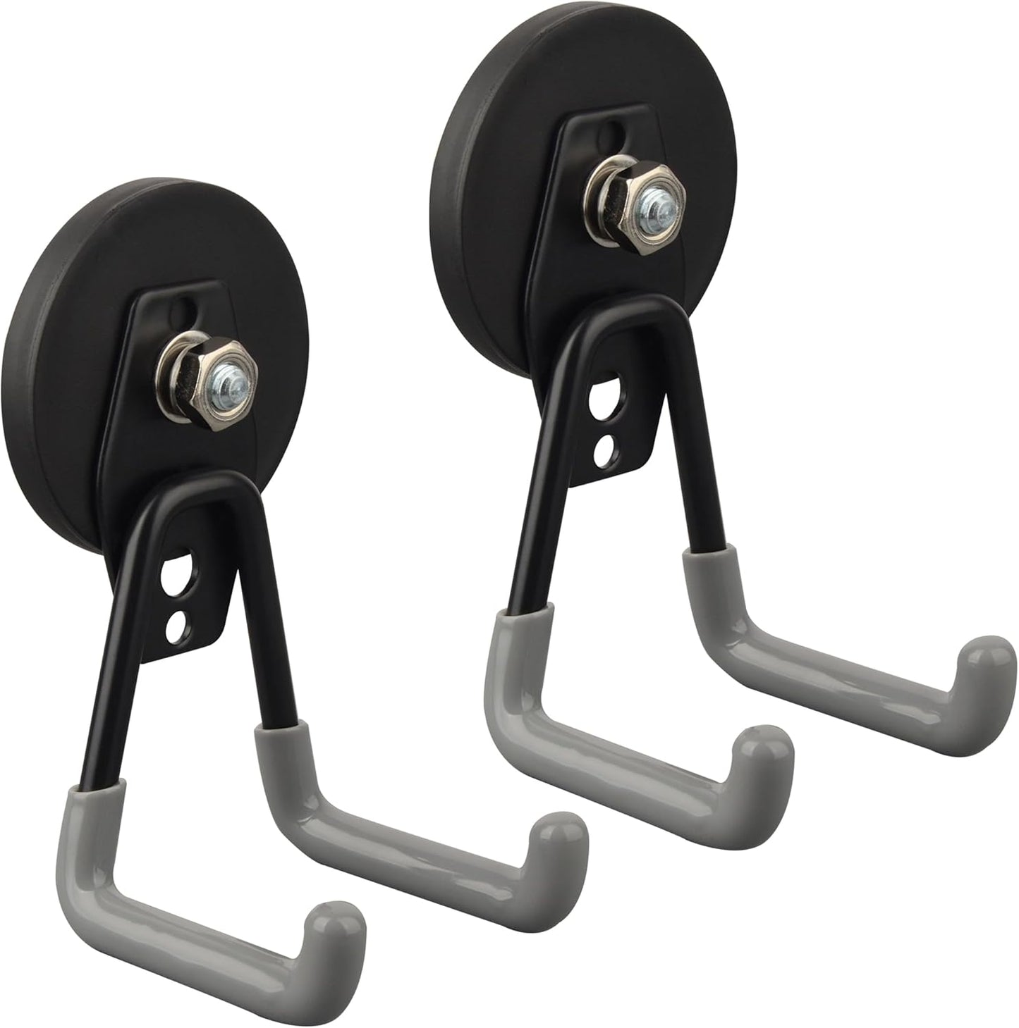 ULIBERMAGNET Heavy Duty Magnetic Hooks,Strong Large Magnet Hooks for Power Drill,Garden Tools, Hose,Pegboard,Garage, Workshop,2 Pack Magnetic Storage Hooks for Indoor Outdoor Hanging(Gray)