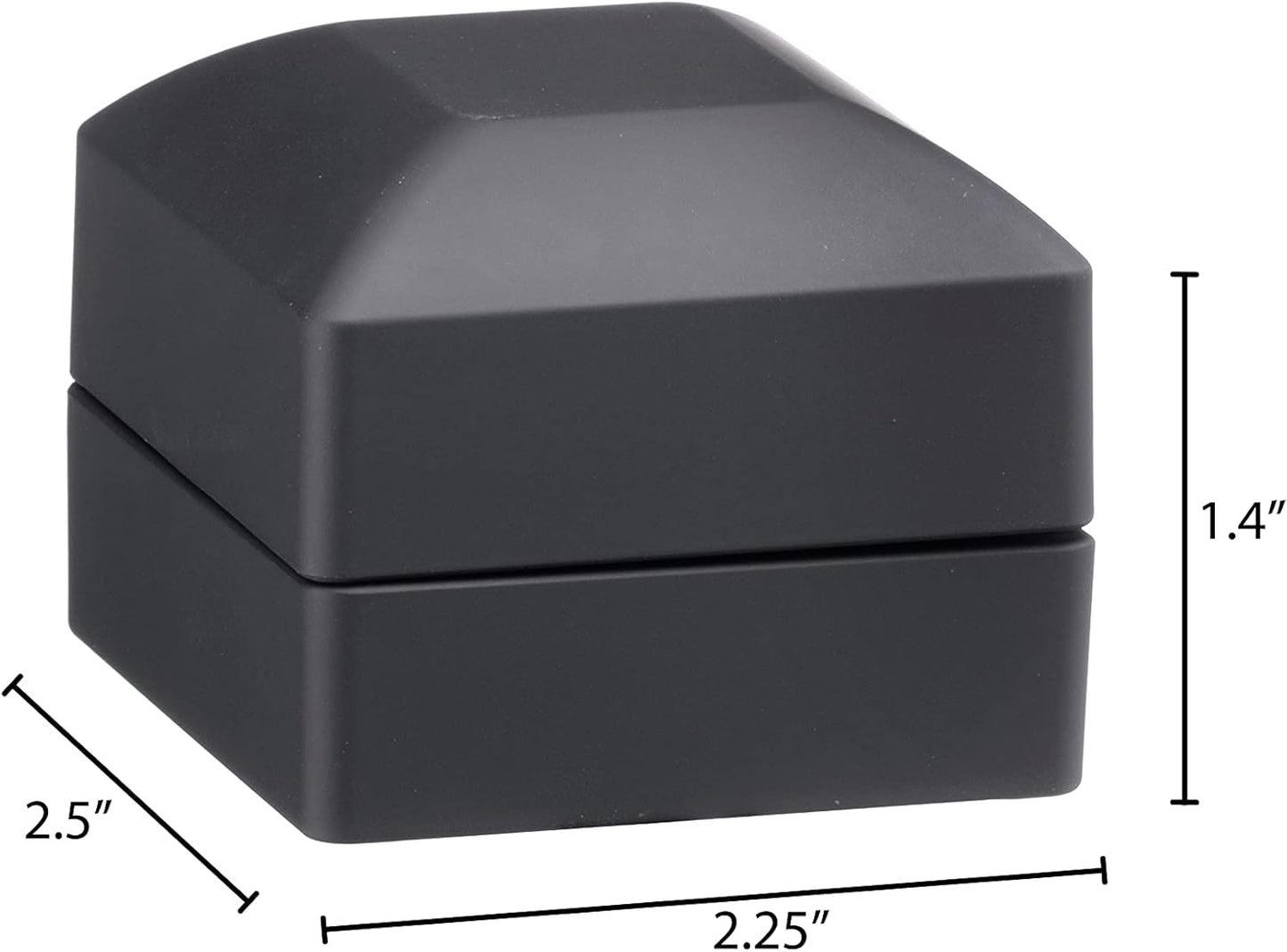 Allure - Bulk Case Of 12 - Luxury Ring Boxes With LED Light, Square Shaped Elegant Diamond Ring Case, For Unique Proposal Or Wedding, Small, Black Velvet Interior Jewelry Display Gift Box.