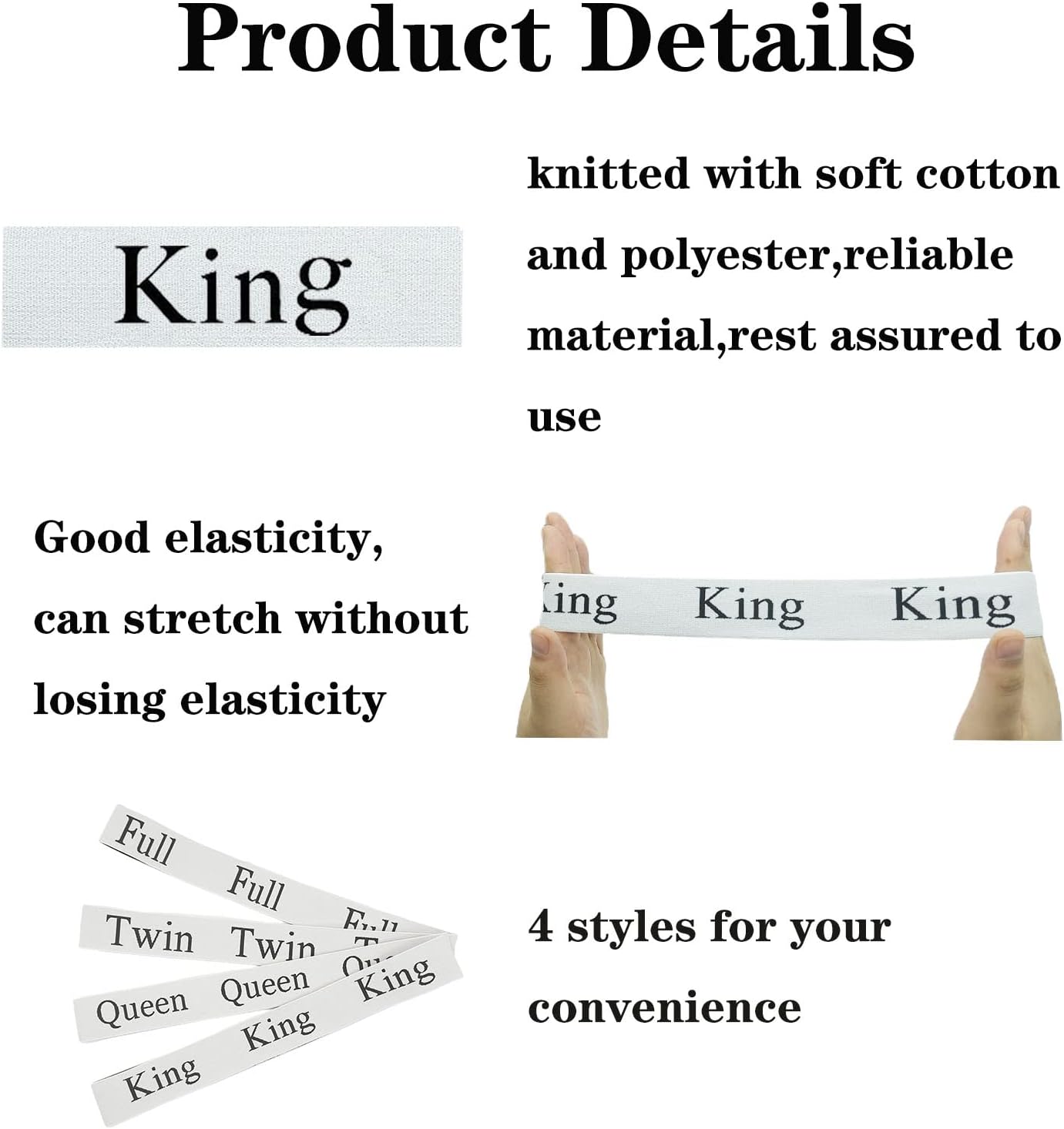 6 Pieces Bed Sheet Organizer Bands, Sheet Organizers and Storage Label Bands, Sheet Label for Bedding, Sheets Organizer for Closet,Sheet Keepers Linen Labels Bedding Bands (King)