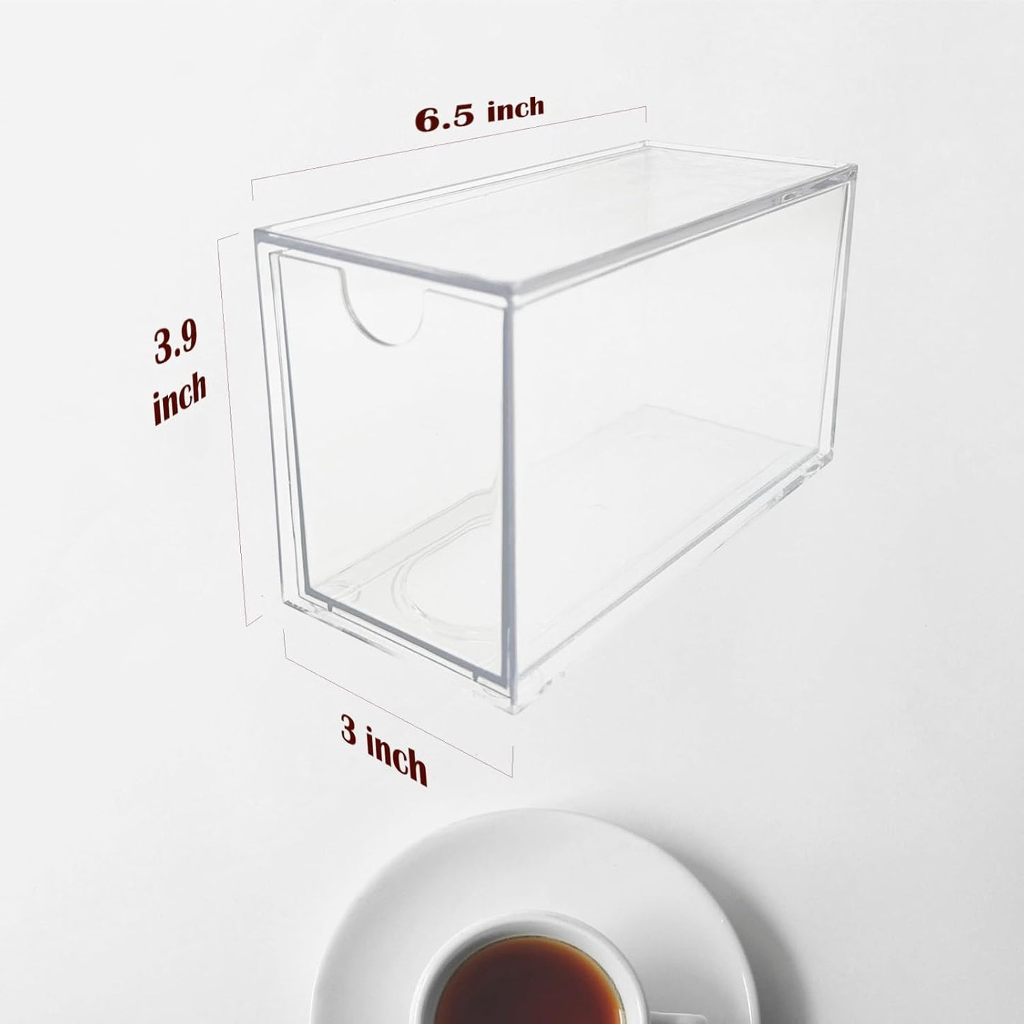 6-Pack Tea Bag Drawers Organizer - 6 Clear Plastic Drawer Tea Bag Holder; Stackable & Portable; Wider Size; Well-Organized Storage for Tea Bags Storage Chests；High Volume