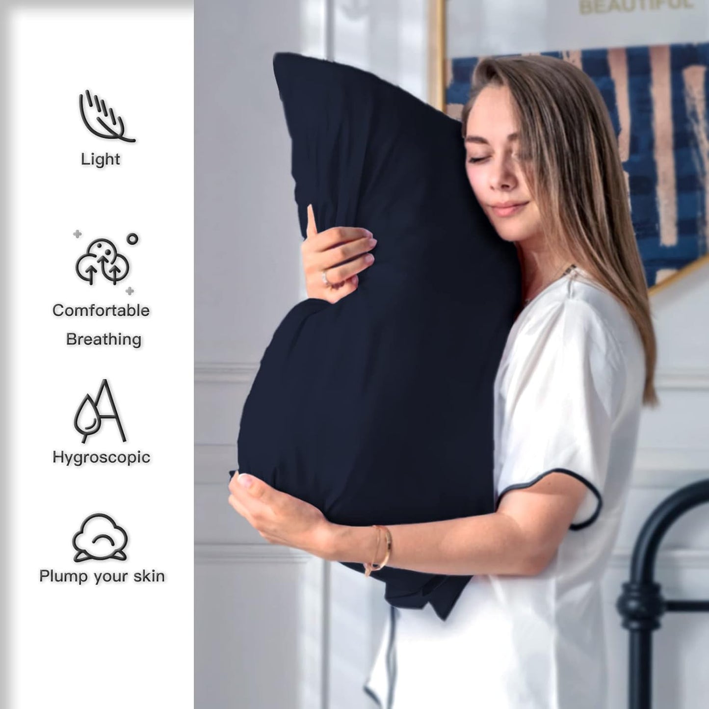 Silk Pillowcase for Hair and Skin,Soft,Breathable and Sliky 100% Silk Pillowcases King Set of 2,Both Sides Natural Mulberry Silk Pillow Cases with Hidden Zipper(King Size 20"X 36",2pcs)