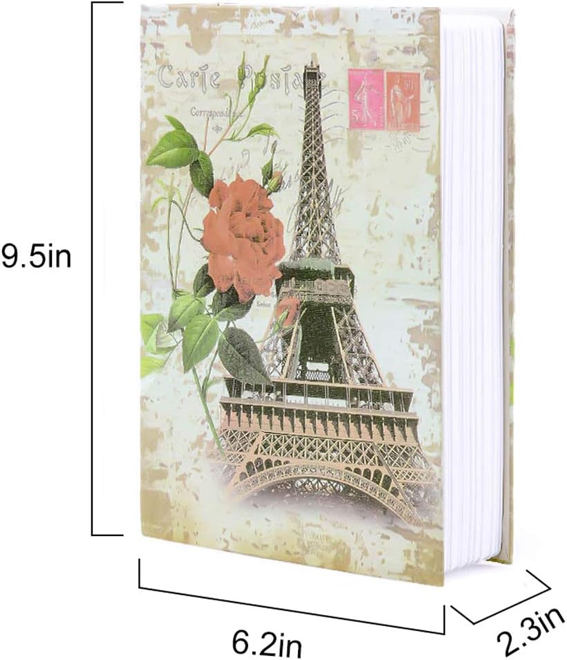 Diversion Book Safe Storage Box (9.5"×6"×2.2"), Dictionary Secret Safe Can with Security Key Lock, Diversion Book Hidden Safe (Paris-Key)