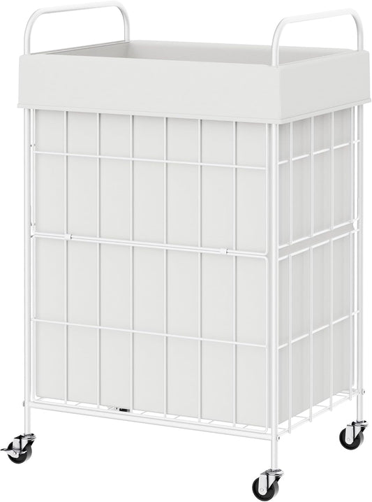 Laundry Hamper with Wheels, 90L Laundry Basket with Handle, Laundry Sorter with Removable Liner Bag