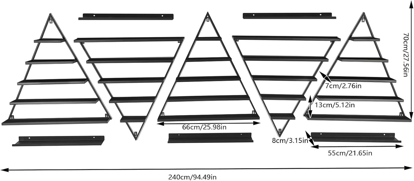 10PCS Black Triangular Nail Polish Racks, 5 Tiers Wall-Mounted Cosmetic Display Rack Nail Polish Racks Lipstick Perfume Wall Shelf Essential Oil Organizers for Home Spa Nail Salon Shop