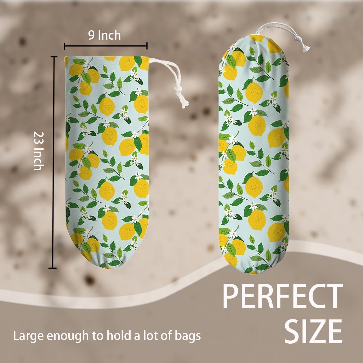 Lemon Plastic Bags Holder, Grocery Bag Storage Organizer, Reusable Shopping Bags Holder Dispenser for Kitchens Pantry, Farmhouse Home Kitchen Decor Gifts, Kitchen Pattern Garbage Bag 43