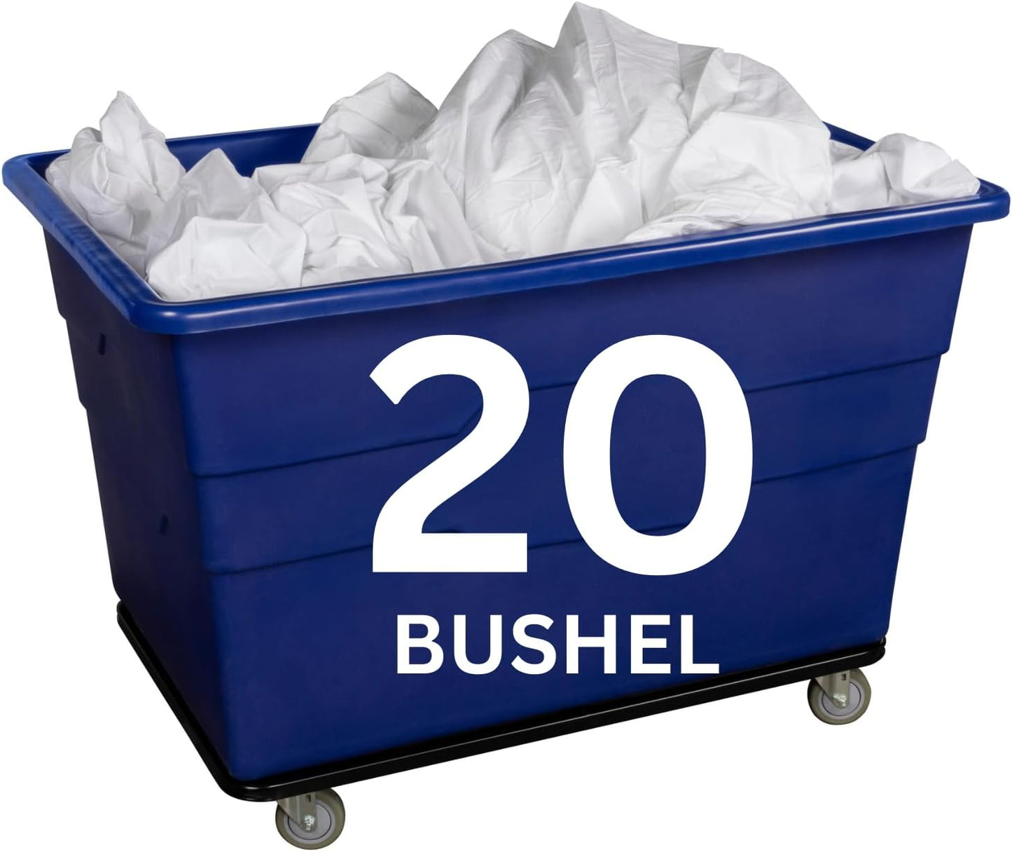 Commercial 20 Bushel Utility Cart with Steel Base, Poly Box Basket Truck, Laundry Cart, and Rolling Trash Bin, 51.5-Inch x 35.5-Inch x 36-Inch, 1000 Pound Weight Capacity, Blue