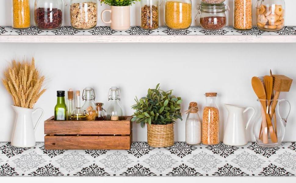 12" W x 120" L Floral Drawer and Shelf Liner for Cabinets, Non-Adhesive Strong Grip Non-Slip Flower Shelf Cabinet Kitchen Shelf Liners for Kitchen Cabinets