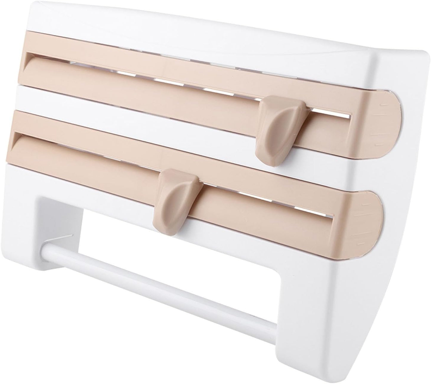 GOTOTOP Kitchen Cling Film Holder, WallMounted Organizer with Cutter for Food Wrap and Foil, Practical Storage Solution for Home Cooking 39 X 10 X 24 Cm (Khaki)