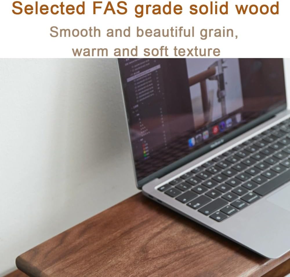 Solid Wood Monitor Stand for Saving Space, Monitor Riser with Storage, 2 Tier Computer Stand with Drawer, Multifunctional Desk Organizer for Home, Office(70cm-27.6in)