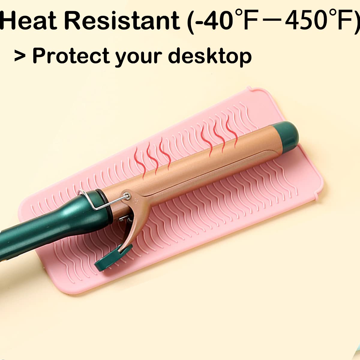 2 Heat Resistant Silicone Mat with Hanging Hole, Straightener Heat Resistant Travel Mat & Pouch for Curling Iron, Flat Iron and Other Hot Hair Styling Tools, 11 x 5 in, Pink+Green