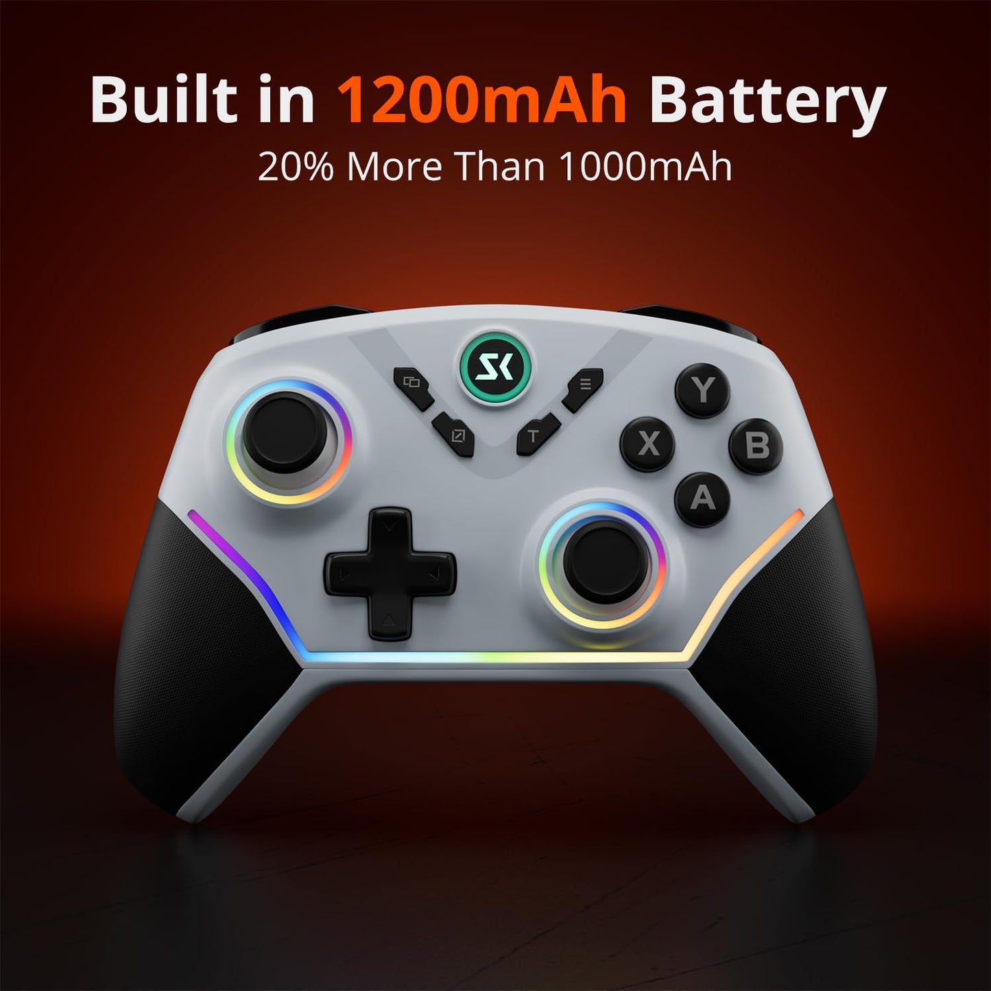 Wireless PC Controller with Hall Effect Joysticks & Triggers, 1000Hz Polling Rate, Trigger Locks, Bluetooth Pro Gaming Controller for PC/Steam/Luna/Tesla - 4 Macros and Turbo, Dynamic RGB, Silver
