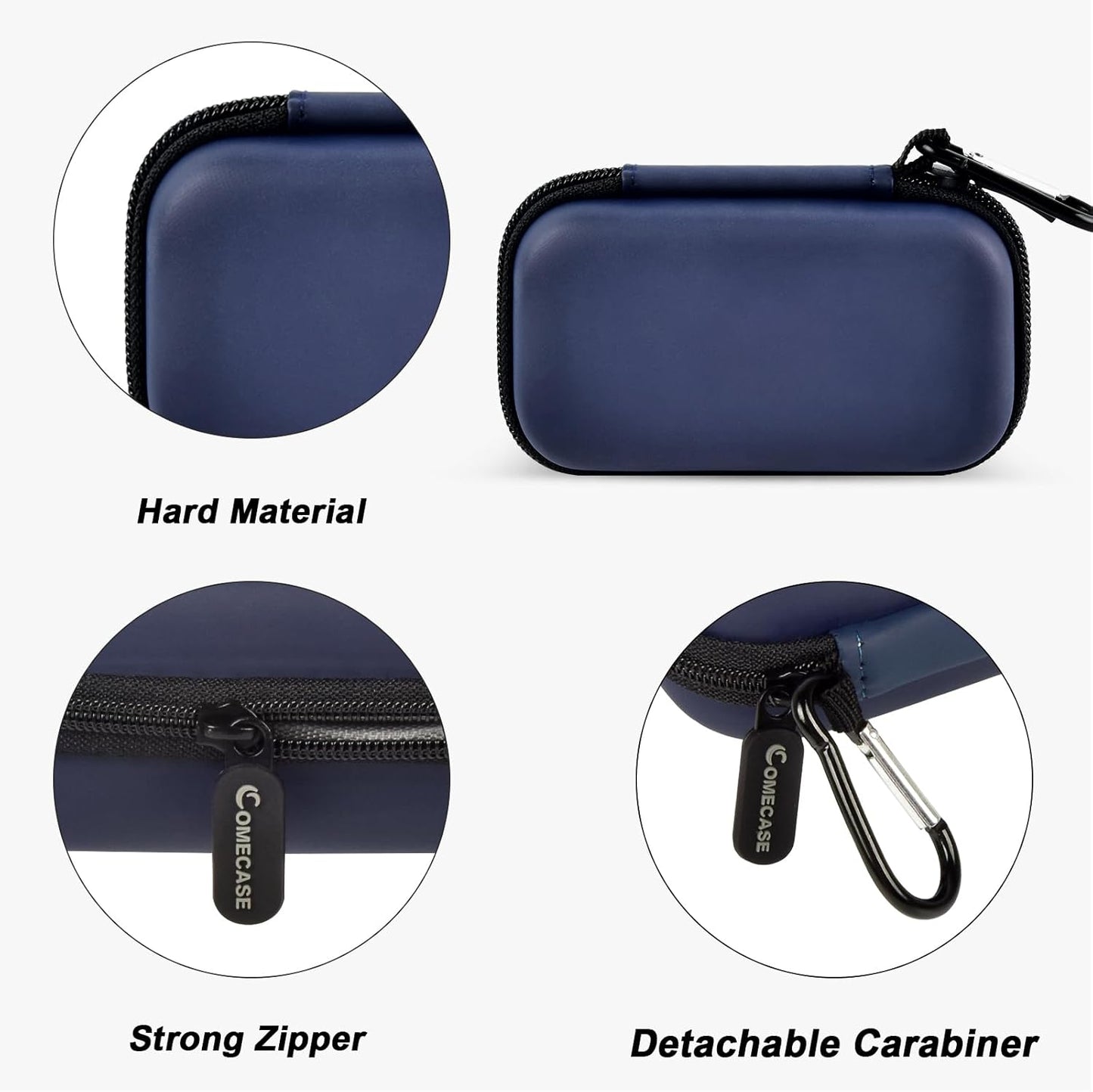 Case Compatible with SanDisk Extreme Pro/for SanDisk/for Crucial X10 X9 Pro Portable SSD 1TB 2TB 4TB 500GB External Solid State Drive, Travel Storage Bag for 2 SSD and SD Card - Dark Blue (Box Only)