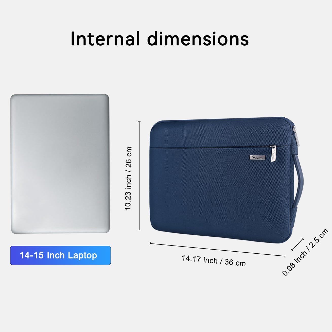 Voova Laptop Sleeve Case 14 15 Inch with Handle, 360° Protective Waterproof Slim Computer Bag Cover Compatible with MacBook Air 15 M2/M3/M4 2024-2025, MacBook Pro 14/15, Hp Chromebook 14, Blue