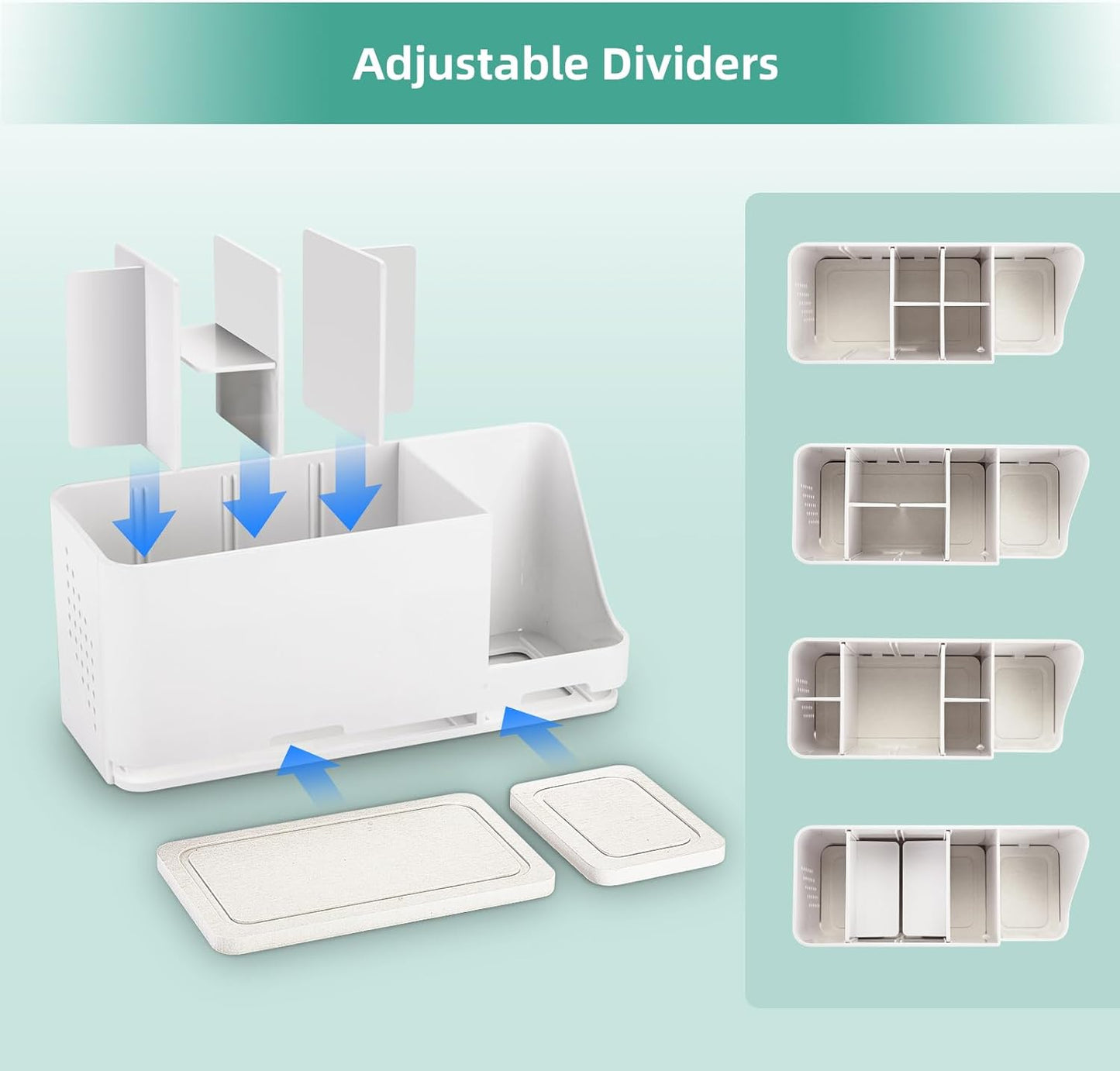 Toothbrush Holder for Bathroom Organizer with Diatom mud Board，Detachable 8 Slots Kids Electric Toothbrush Holder and Toothpaste Stand for Countertop Accessories Storage (White)