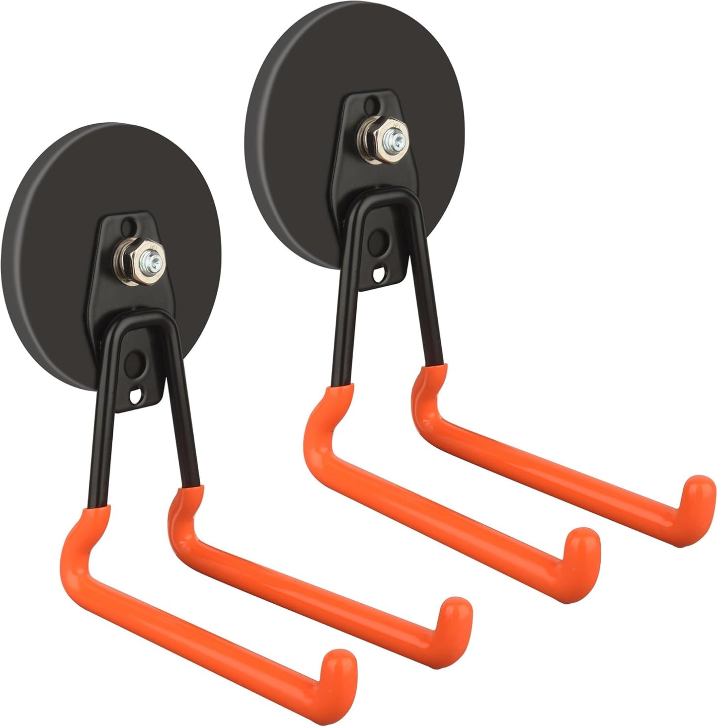 ULIBERMAGNET New Updated Strong Magnetic Hooks,2 Pack Heavy Duty Large Magnetic Hooks for Extension Cord, Cable, Hose, Power Cord,Rope,Drill,Jig Saw,Circular Saw,Garden Lawn Tools (Orange/3.46inch)
