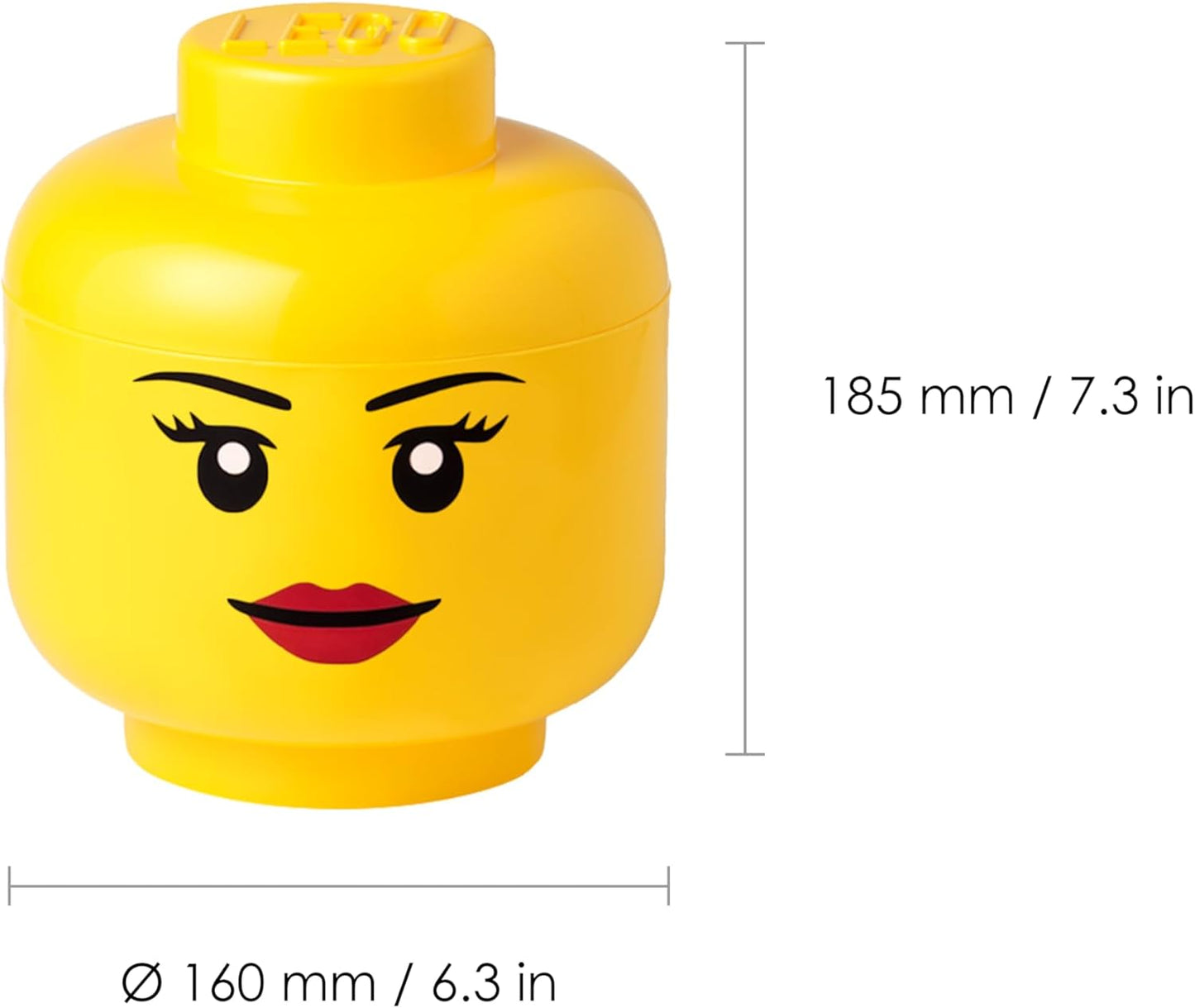 Room Copenhagen, LEGO Storage Heads Stackable Storage Container - Buildable Organizational Bins for Kid’s Toys and Accessories - 6.30 x 6.30 x 7.28in - Small, Girl, Holds 250 Bricks