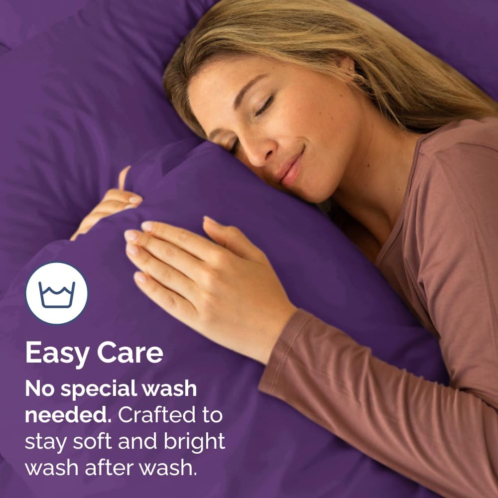 King Pillow Cases - 2 Pack - Super Soft Pillowcase Covers - Envelope Enclosure - Hotel Quality Pillow Protectors - Wrinkle Free, Fade, Shrink & Stain Resistant - Machine Washable - 20" x 40" (Purple)