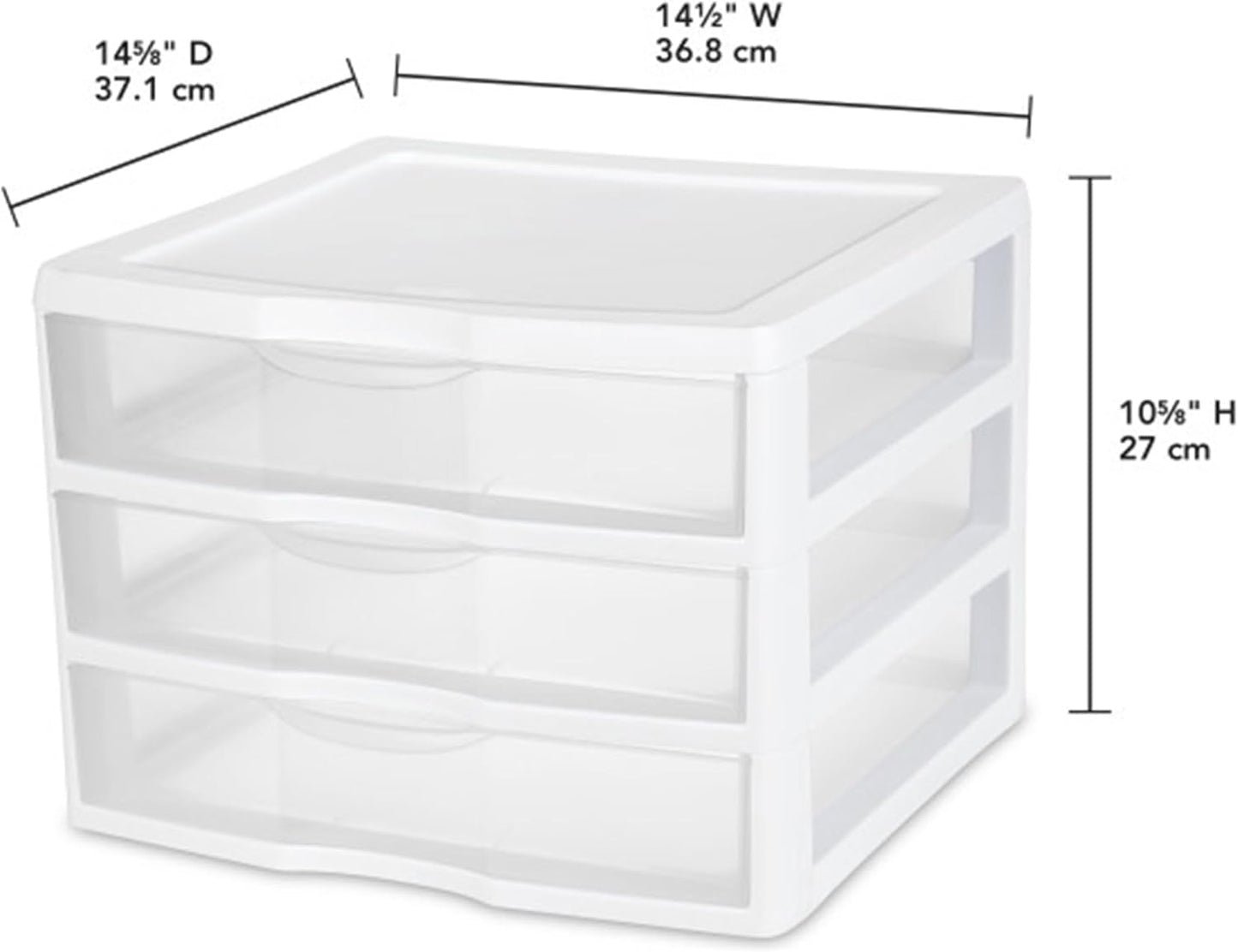 Sterilite 6-Pack Wide 3 Drawer Unit, Plastic Desktop Organizer with Clear Drawers, White Frame - Stackable Multi-Purpose Storage for Office Supplies, Craft Rooms, Classrooms and Home Organization