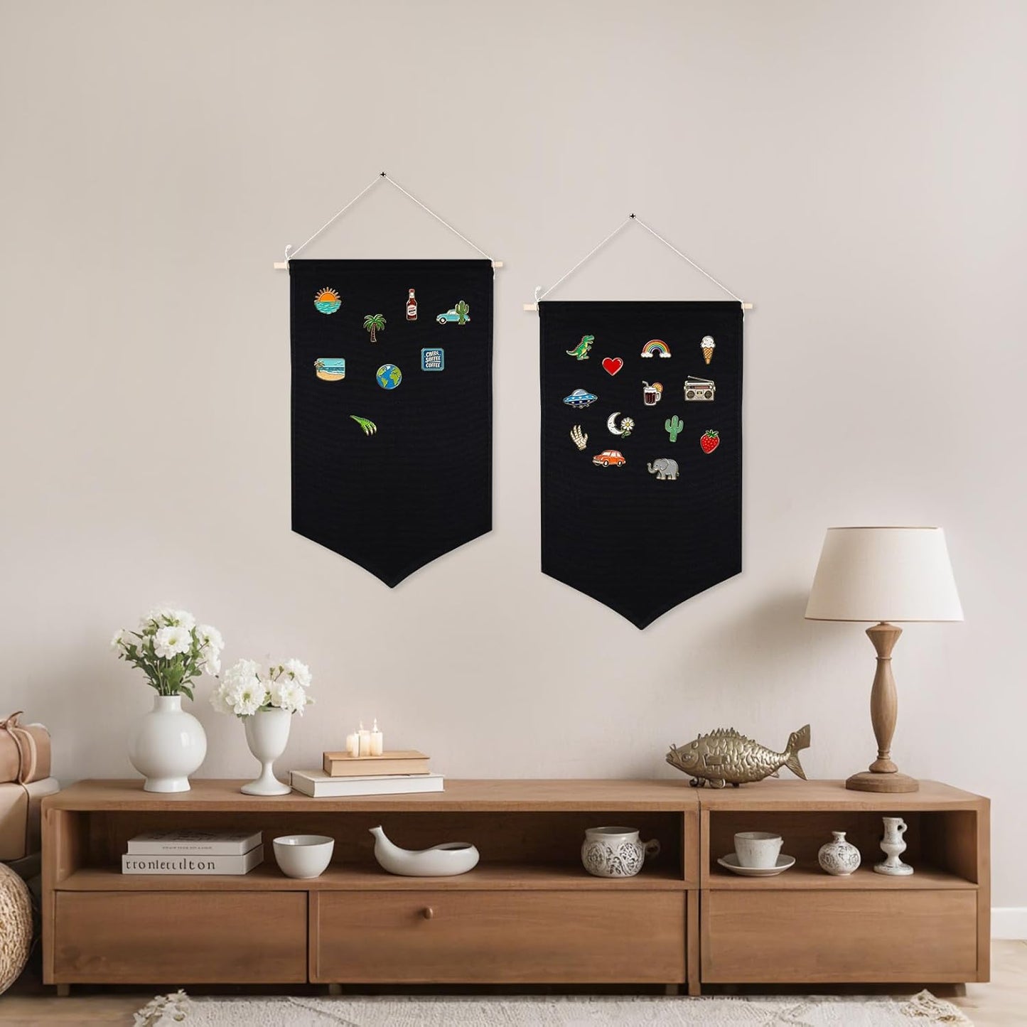 3 PCS Canvas Banners Wall Hanging Brooch Jewelry Storage Case Stand Enamel Pin Display, Sublimation blank Banner,Holder Earrings Necklace Pin Collection Organizer