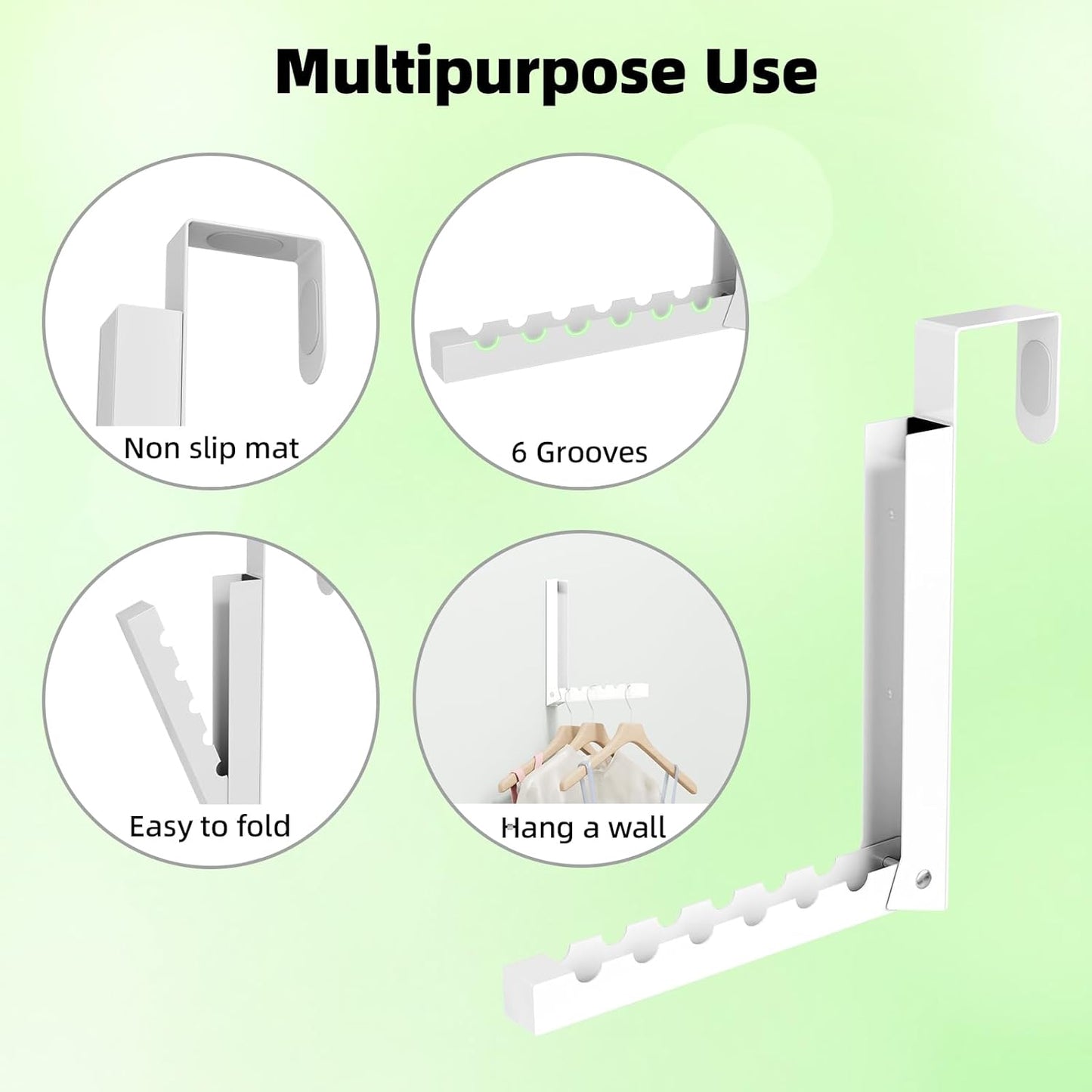 Over The Door Hanger Folding Clothes Drying Rack, Folding Hanging Coat Rack for Indoor Laundry Room Compact Small Space Foldable Portable Clothing Hanger Hook Collapsible- 4 Pack(White)