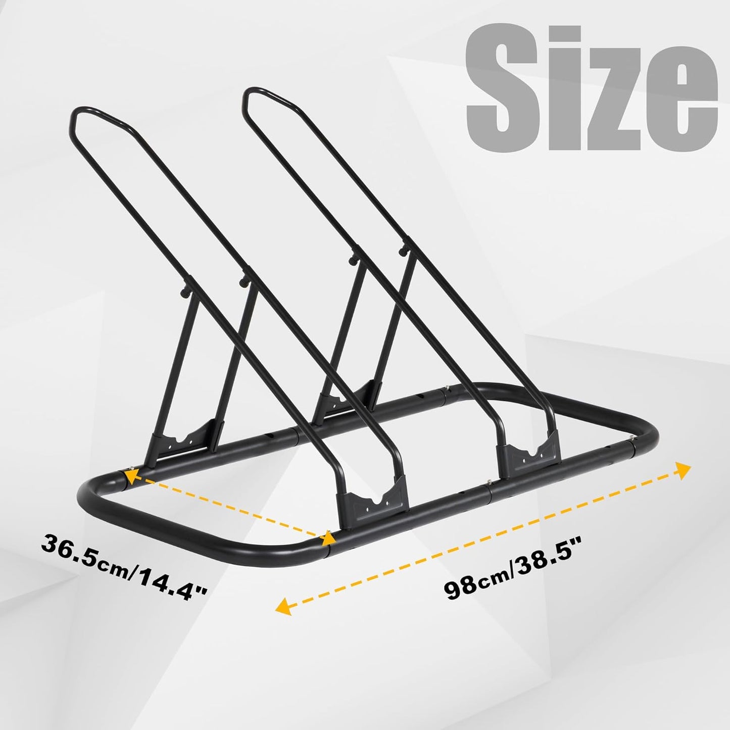 CyclingDeal Bicycle Floor Parking Rack Stand - for Mountain MTB Road Bike - Indoor Home Garage Storage - Adjustable for 2 Fat Bikes