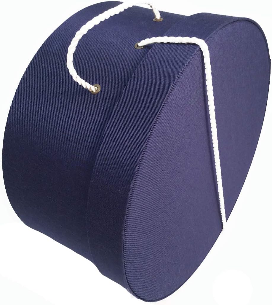 Sarah's Hat Boxes Classic Navy Hat Box – 18.5" x 9.5" (Dia. x Ht.) Handmade in USA – Odorless Non-Toxic Adhesive, Cording Handle – Premium Storage for Hats & Accessories