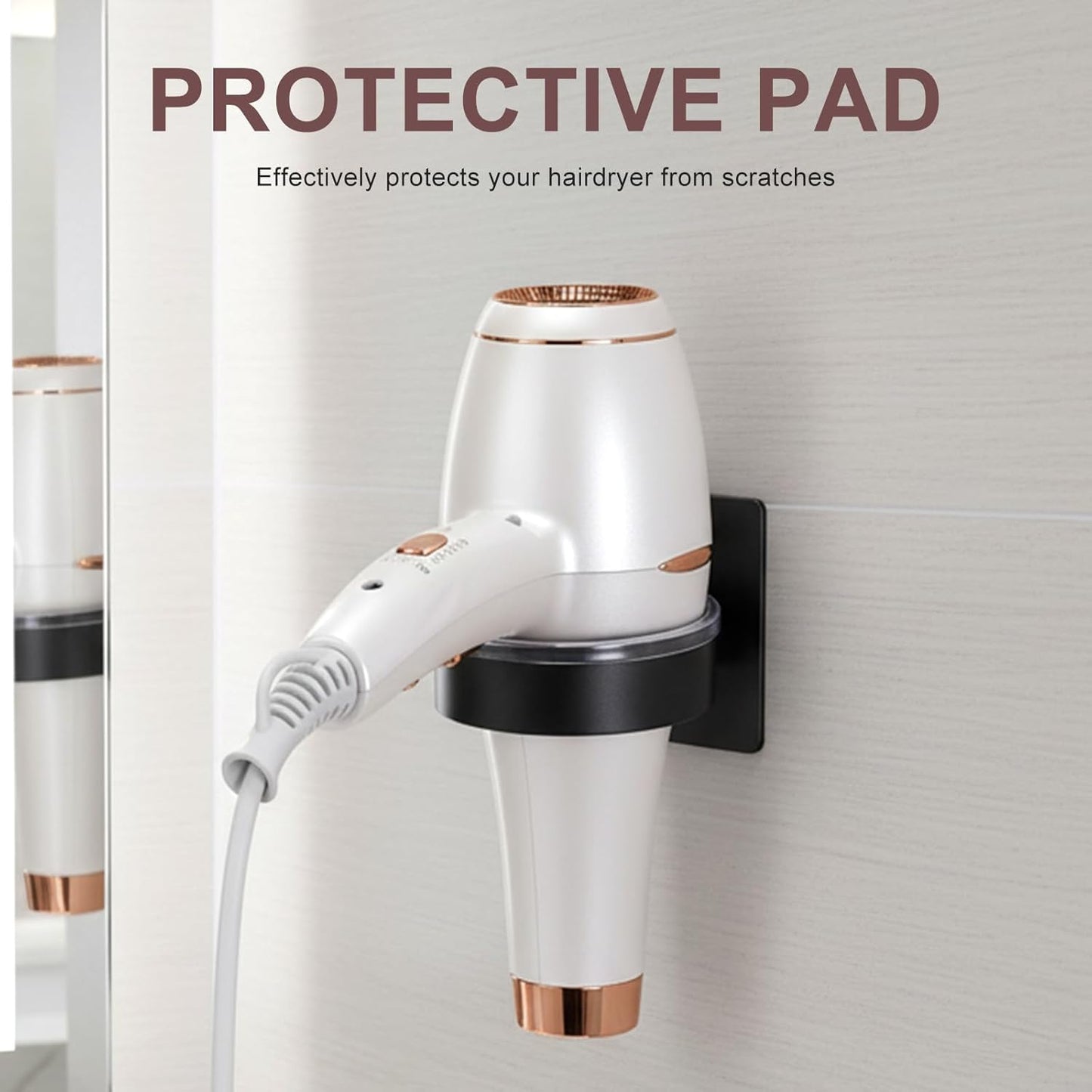 Dryer Holder Wall Mounted, Adhesive Stainless Steel Blow Dryer Stand Hair Tool Hairdryer Storage Organizer Hanger for Bathroom Cabinet Door Barber Shop (Black)