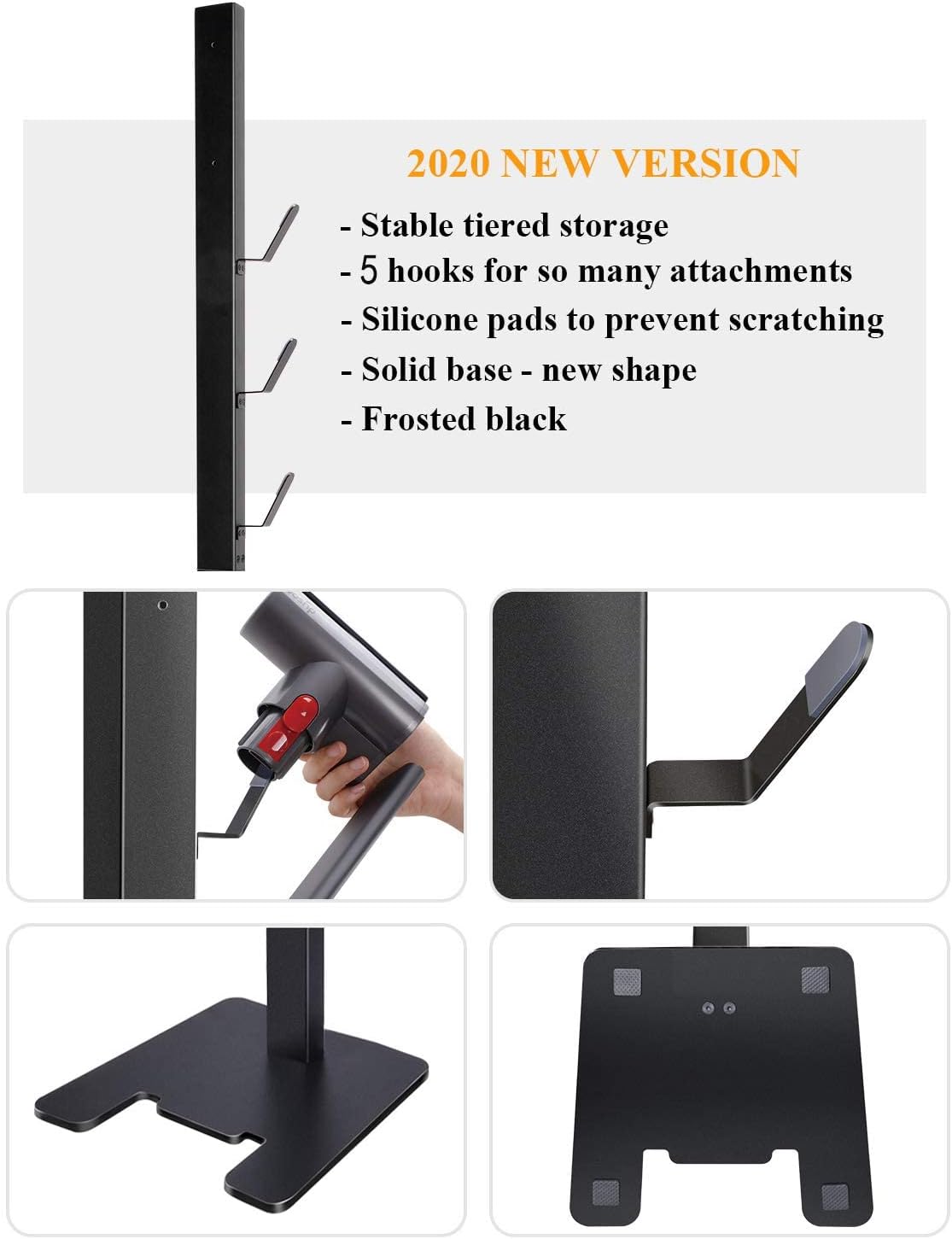 Storage-Stand-Docking-Station-Holder Compatible with V15 Detect V11 V10 V8 V7 V6 Cordless Vacuum Cleaners & Accessories, Stable Metal Bracket Organizer Rack, Brushed Black