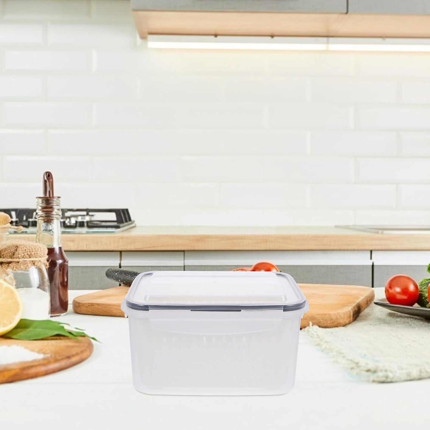 Stackable Refrigerator Organizer Bins Multipurpose Vegetable Fruit Storage Containers with Drainage for Fridge Kitchen Fresh-Keeping and Organized Produce