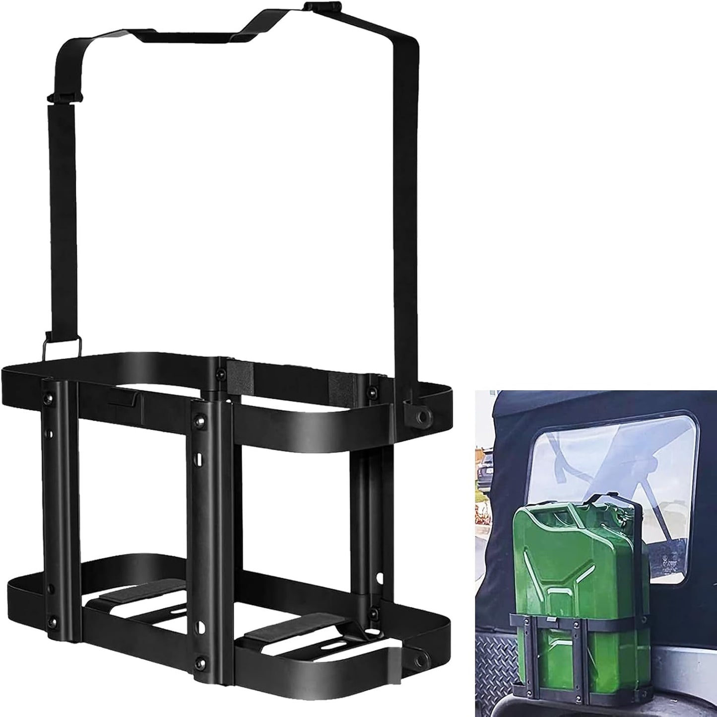 Lockable Jerry Gas Can Holder & Mount Bracket Set (5 Gallon/20L) - Reinforced Steel Construction, Universal Fit for Scepter & NATO Cans, Adventure-Ready Secure Fuel Tank Rack