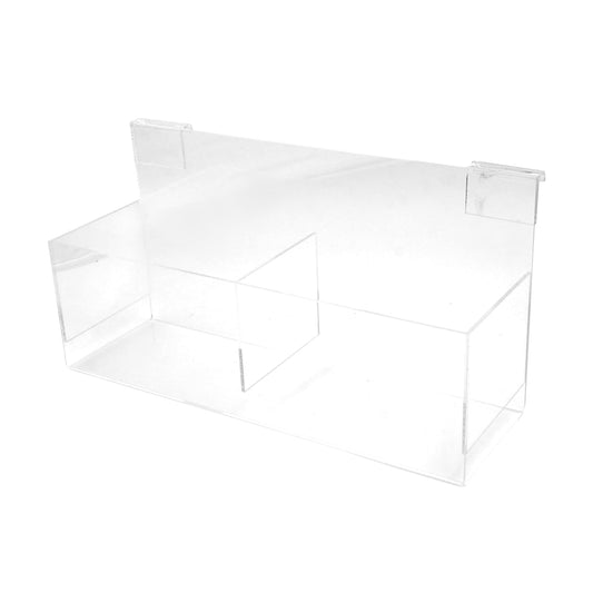 SSWBasics Clear Acrylic Double Display Bin - 14"L x 4-1/2"W x 4-1/2"D - For Slatwall or Wire Grid