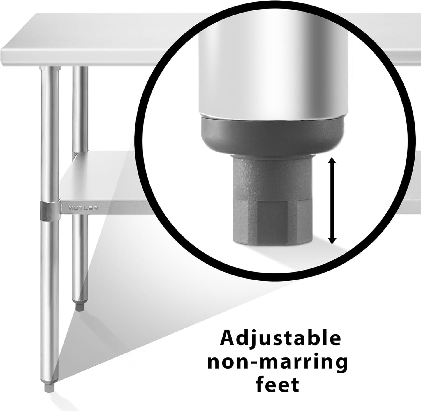 KUTLER Stainless Steel Table 24 x 72 Inches, NSF Heavy Duty Commercial Kitchen Prep and Work Table with Undershelf for Restaurant, Hotel, Home