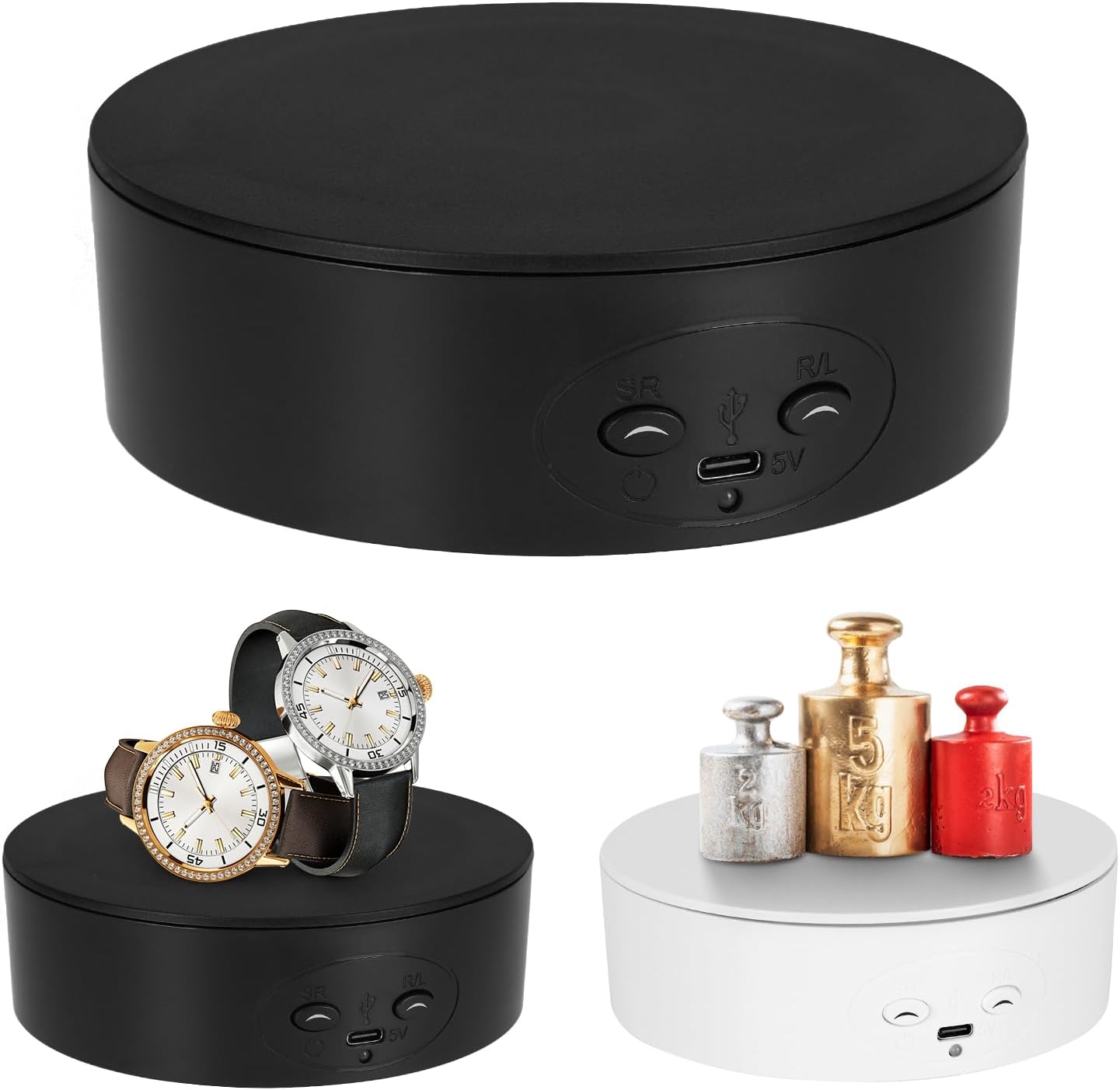 Motorized Rotating Display Stand, 5in/11lbs Load, 360° Rotating Platform for Jewelry Watch 3D Models Cake, Electric Spinning Display Stand for Live Show, Products Video shoot