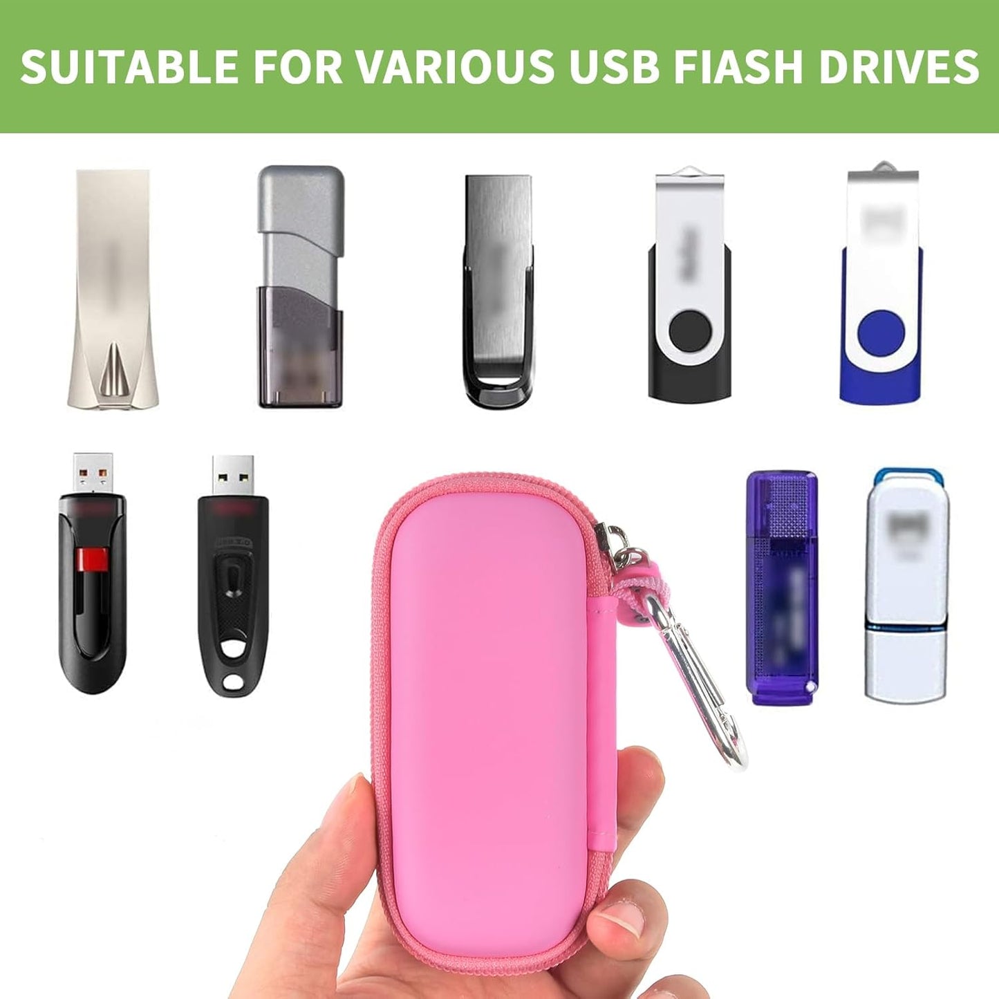 USB Flash Drive Case, SD Card Holder Compatible with Thumb Drive, Memory Cards, SDXC SDHC Storage Bag, Electronic Accessories Organizer for SanDisk for Samsung for Inland (Pink)