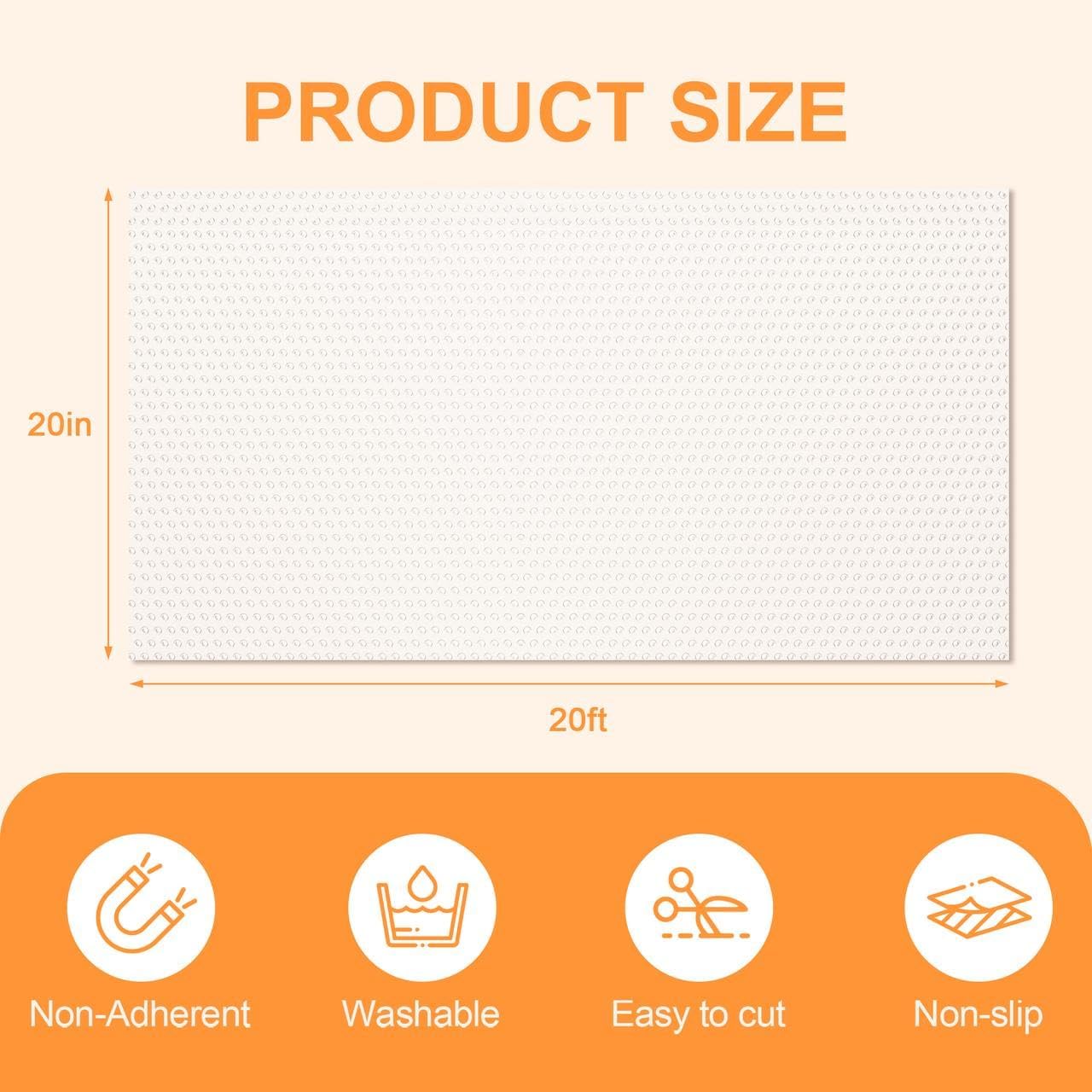 FEXIA Shelf Liner 20 Inch x 20 FT Clear Non Slip Waterproof Cabinet and Drawer Liner for Kitchen Cabinet Refrigerator Pantry Closet Durable Non Adhesive