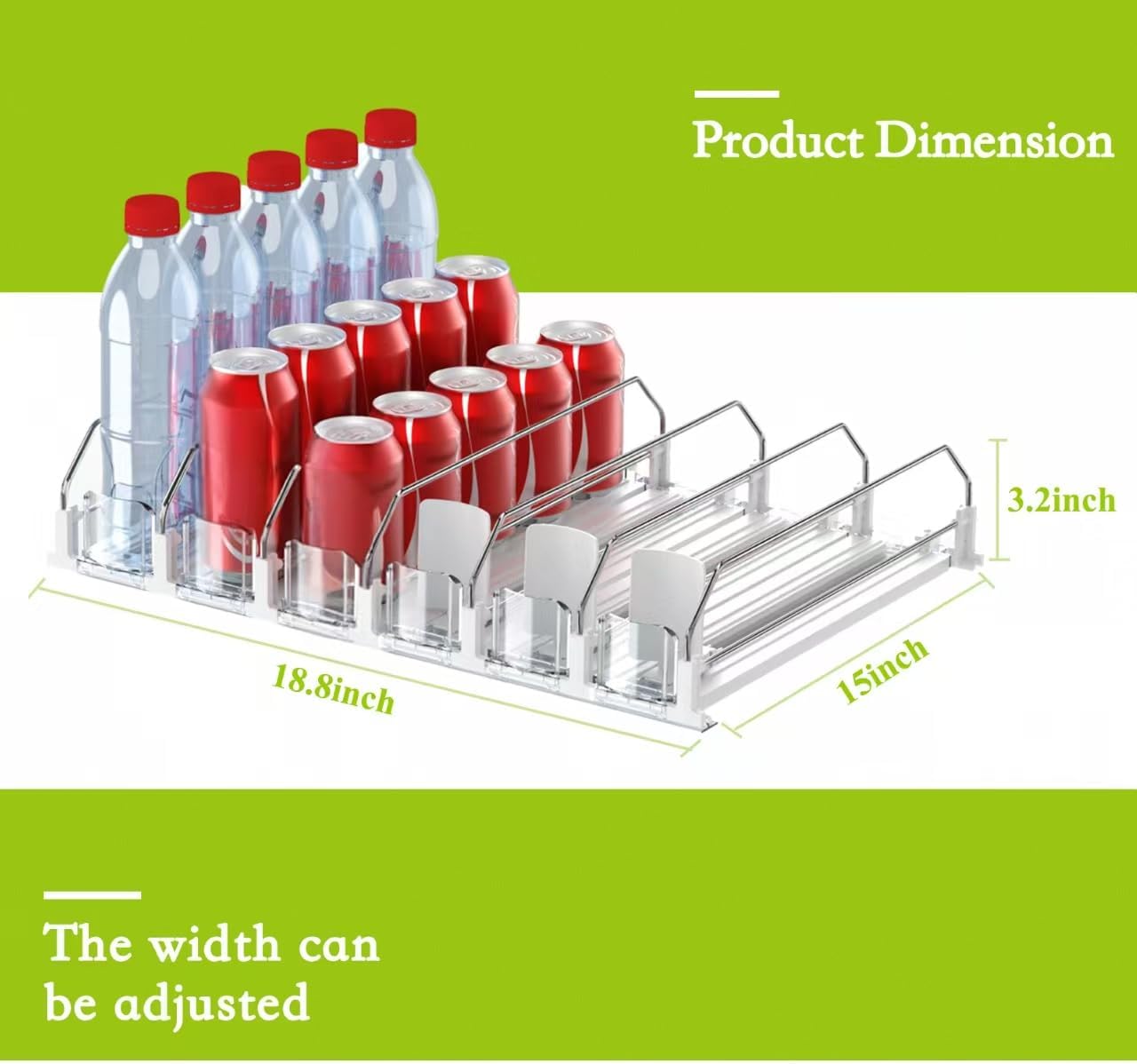 Drink Organizer for Fridge,Self Pushing Fridge Drink Organizer,Automatic Drink Dispenser for Fridge-Holds up to 30 Cans