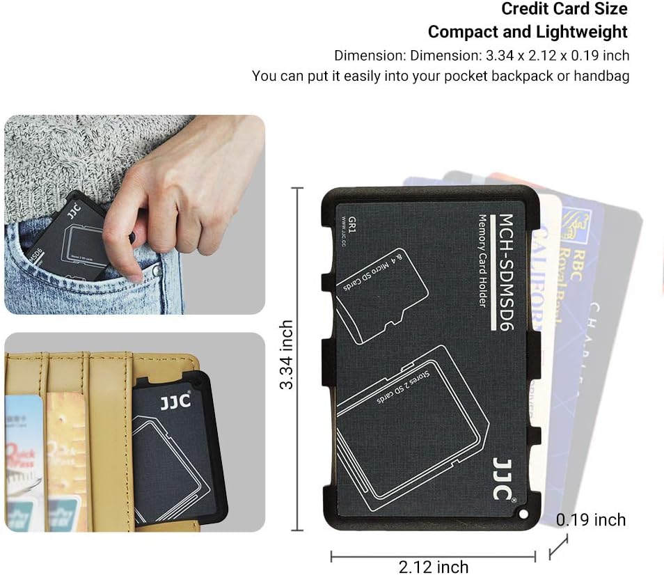 6 Slots SD Micro SD Card Case Storage Organizer, Lightweight Ultra-Thin Credit Card Size fit 2 SD SDHC SDXC Cards and 4 Micro SD TF MSD Cards