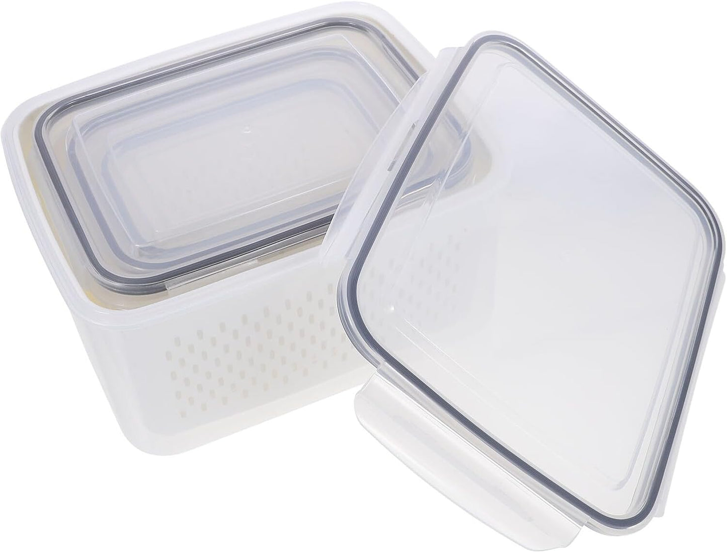 Stackable Refrigerator Organizer Bins Multipurpose Vegetable Fruit Storage Containers with Drainage for Fridge Kitchen Fresh-Keeping and Organized Produce