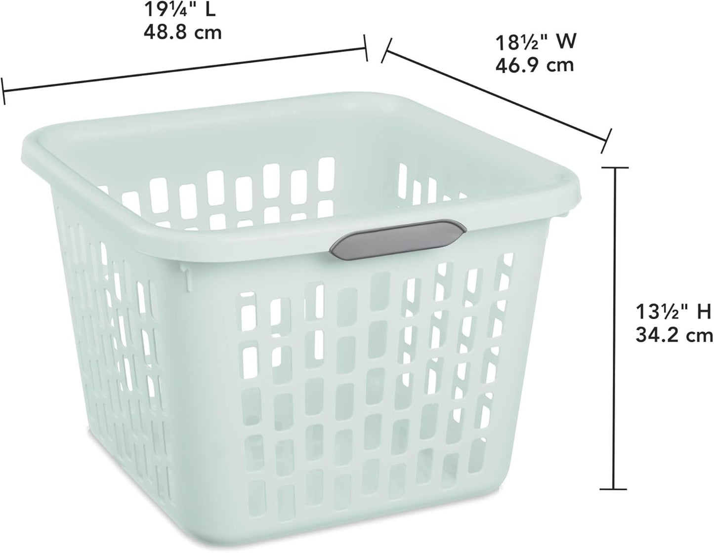 Sterilite Laundry Basket, Plastic Clothes Hamper, Large Square Bin with Comfort Grip Handles and Reinforced Rim, 1.5 Bushel Capacity, Mint, 12 Pack