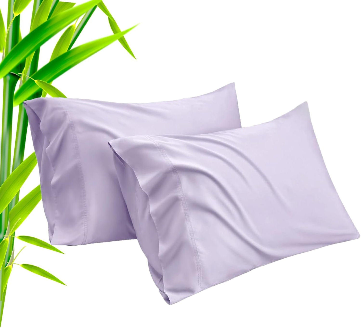 TELUS Pillow Cases Standard Size 2 Pack, Bamboo Rayon Cooling Pillowcases with Envelope Closure, Cool Breathable Pillow Cover for Hot Sleeper & Night Sweats, 20x26 inch, Purple