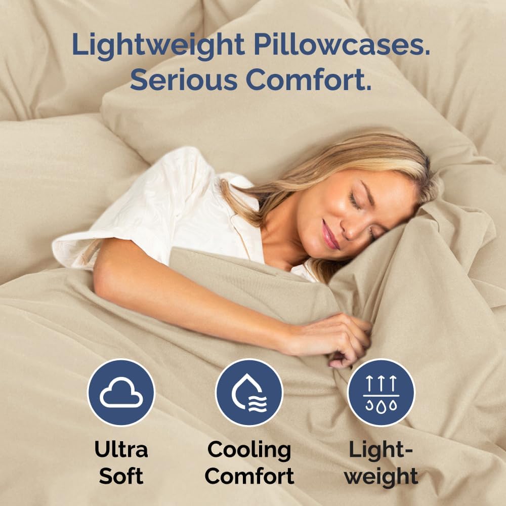 King Pillow Cases - 4 Pack - Super Soft Pillowcase Covers - Envelope Enclosure - Hotel Quality Pillow Protectors - Wrinkle Free, Fade, Shrink & Stain Resistant - Machine Washable - 20" x 40" (Cream)