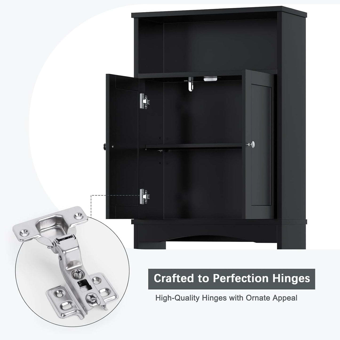 Over The Toilet Storage Cabinet, Over The Toilet Cabinet for Bathroom with Inner Adjustable Shelf and Top Open Storage Above Toilet Cabinet Behind The Toilet Bathroom Organizer, Black