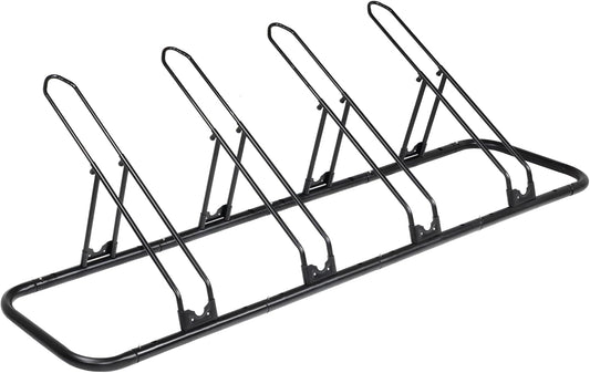 CyclingDeal Bicycle Floor Parking Rack Stand - for Mountain MTB Road Bike - Indoor Home Garage Storage - Adjustable 4 Bikes