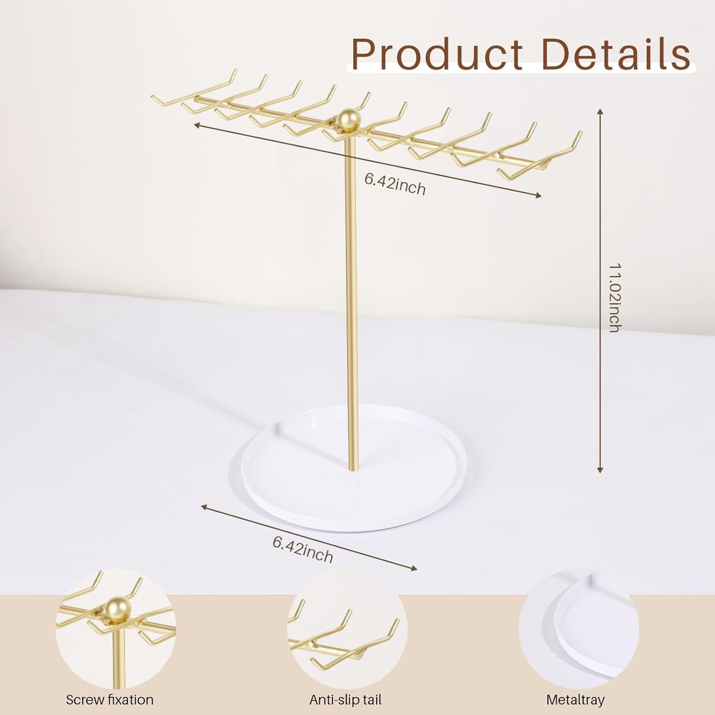 POVETIRE Baby Headband Holder Hair Bow Organizer for Girls,Metal Hair Ties Display Hairband Storage Head Wrap Stand Hair Accessories Organizer for Newborn Infant Toddler Kids