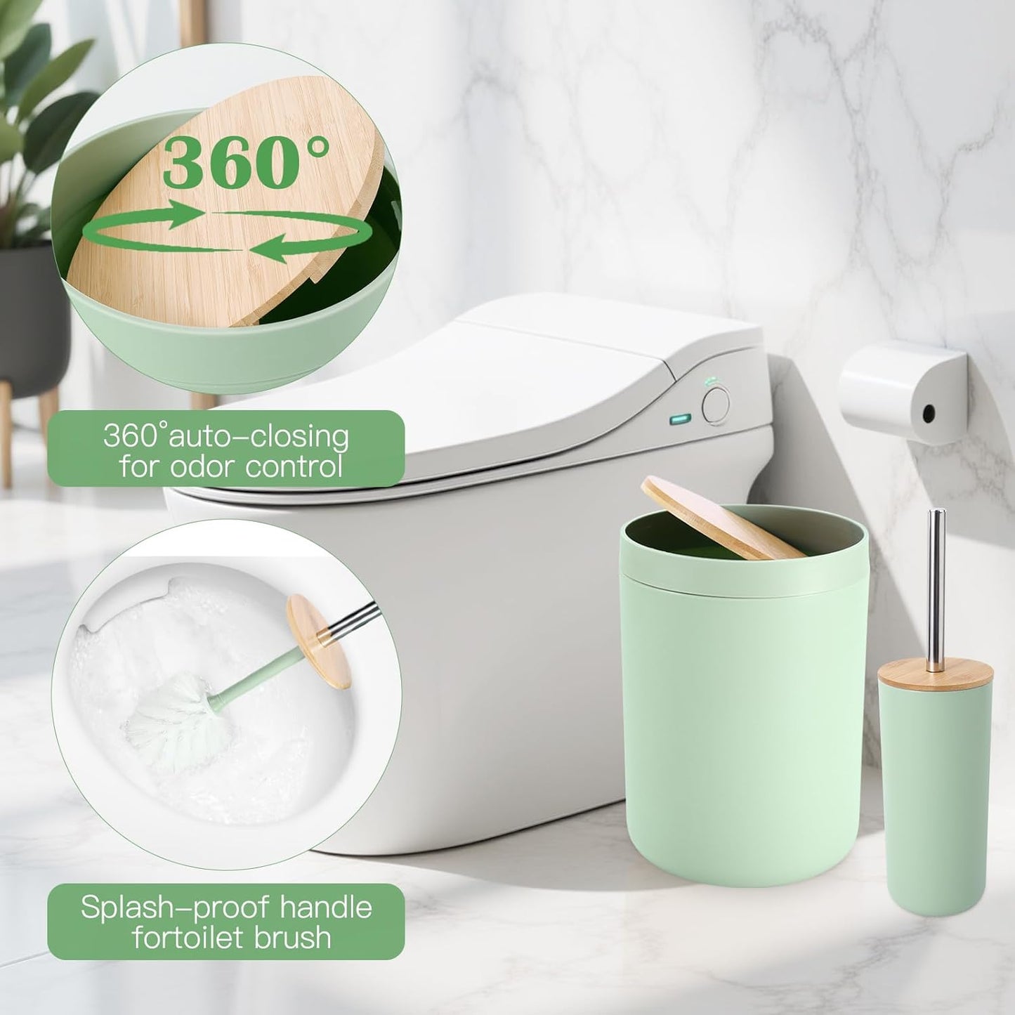 iMucci Bathroom Accessories Bathroom Sets with Shower Curtain, Bath Towel Set, Trash Can, Toilet Brush, Soap Dispenser, Bathroom Accessories Set Complete