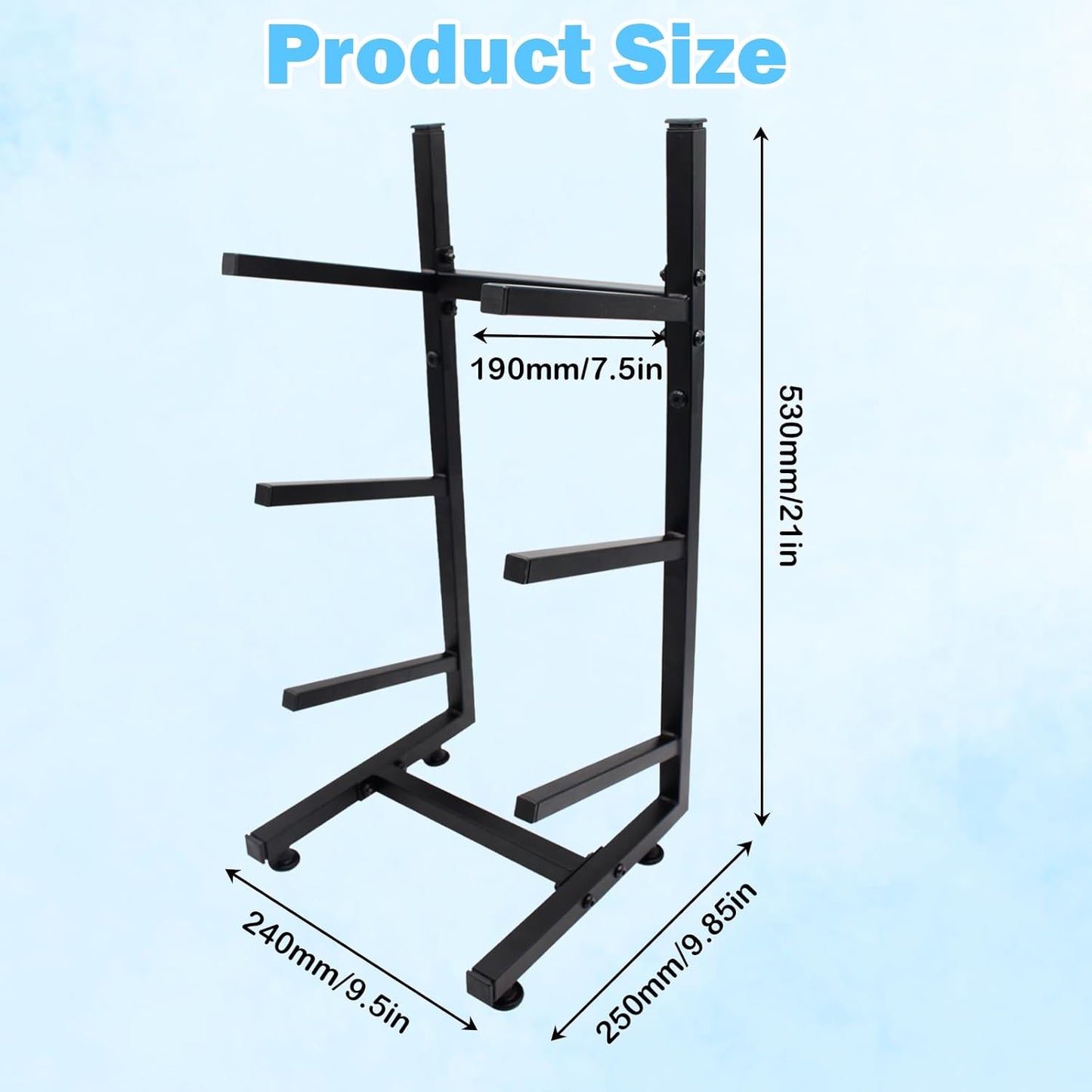 Skateboard Rack, 3-Layer Skateboard Stand, Snowboard Wall Mount, Skateboard Holder Floor for Deck,Longboard,Snowboard, Standard Skateboards, Mini Cruiser Skateboard