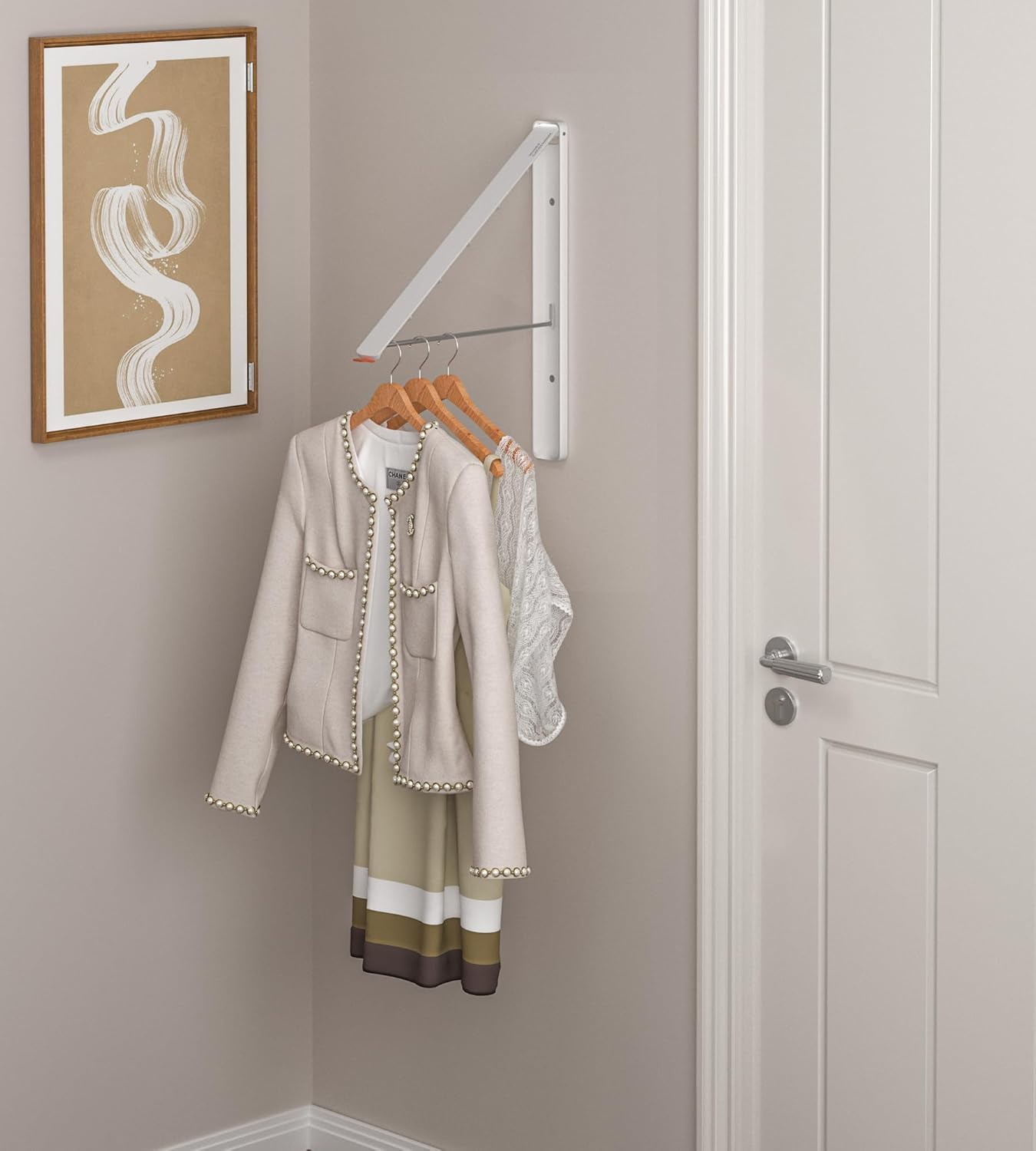 Dr.DJ Clothes Drying Rack Wall Mounted, Retractable & Foldable Clothes Hanger for Laundry Room Organization and Storage, Clothes Hanger Rack for Dorm, Closet, Balcony, Laundry Room(2Pack, White)