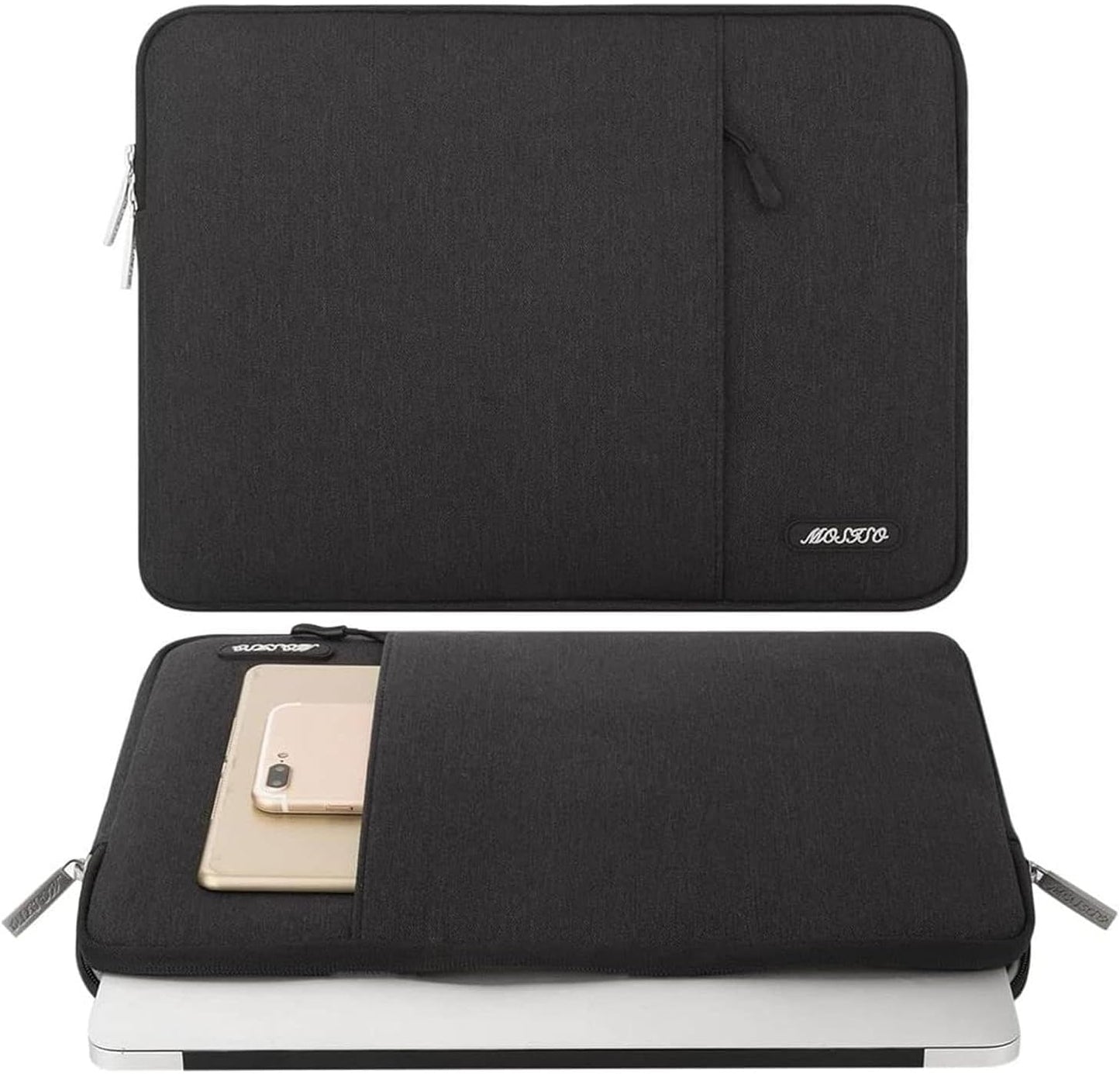 MOSISO Laptop Case 14 inch, 14 inch Laptop Sleeve Compatible with HP Lenovo Dell ASUS Acer, HP Stream, Dell Latitude, Lenovo IdeaPad, Polyester Vertical Computer Sleeve Bag with Pocket, Black