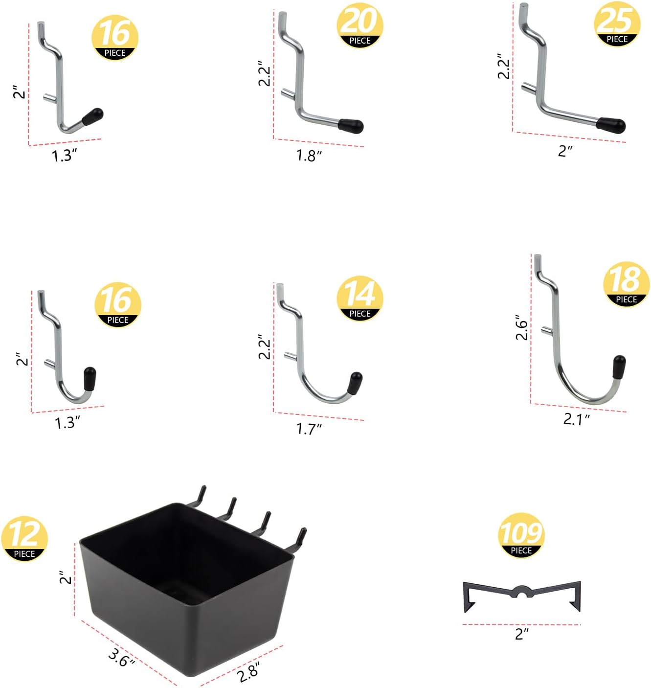279PCS Metal Pegboard Hooks Organizer Kit for Organizing Various Tools - Heavy Duty 1/4" & 1/8" Pegboard Accessories with Pegboard Bins, Wall Mount Tool Storage for Garage, Workshop & Kitchen