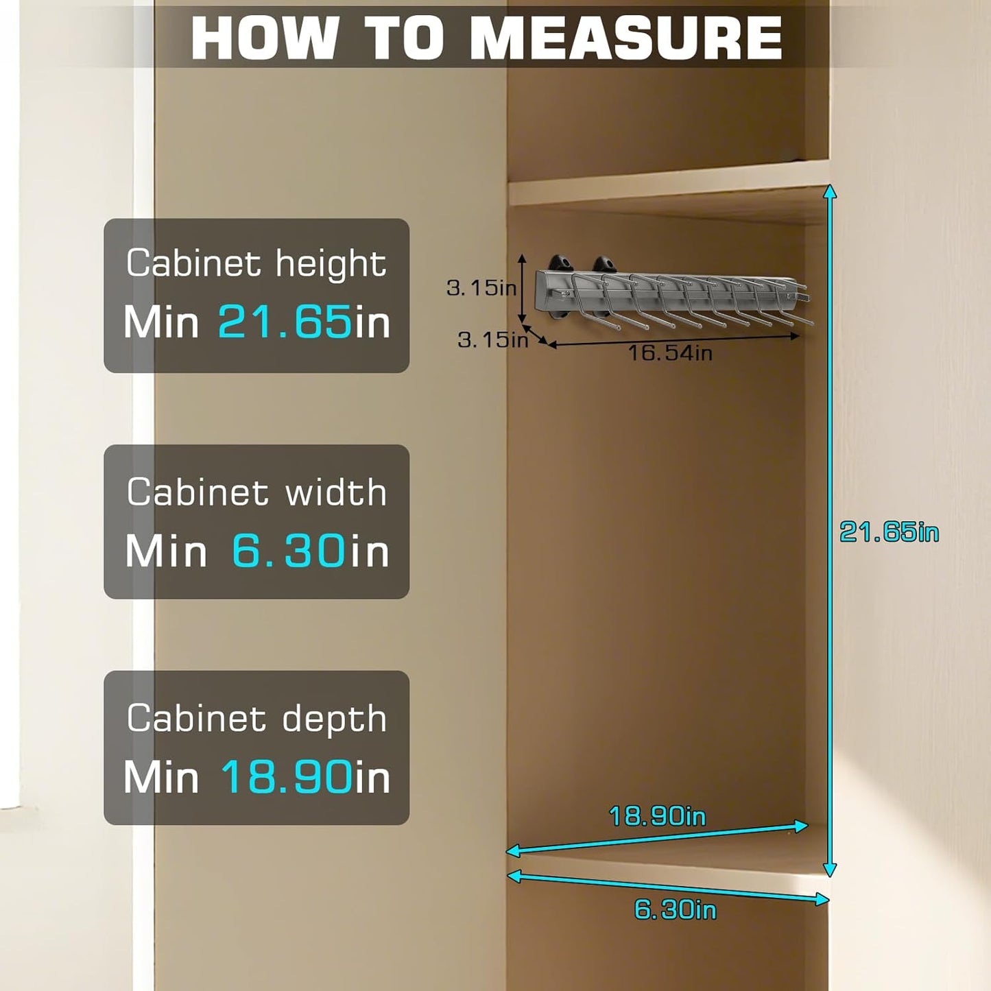 Sliding Tie Racks, 18 Tie Hanger Pull Out Belt Rack 16.5'' Aluminum Alloy Extendable Wardrobe Closet Organizer with 18 Hooks for Belts, Ties, and Scarves, 16.5'' x 3.15''(Sprayed Grey)
